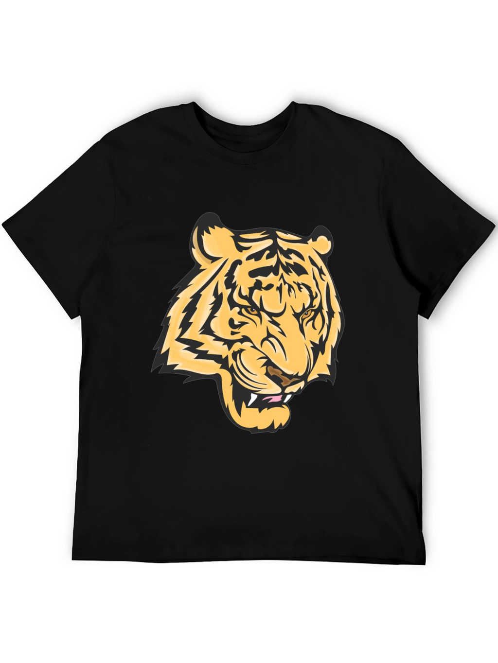 Bold Tiger Graphic Tee - Black Cotton Blend