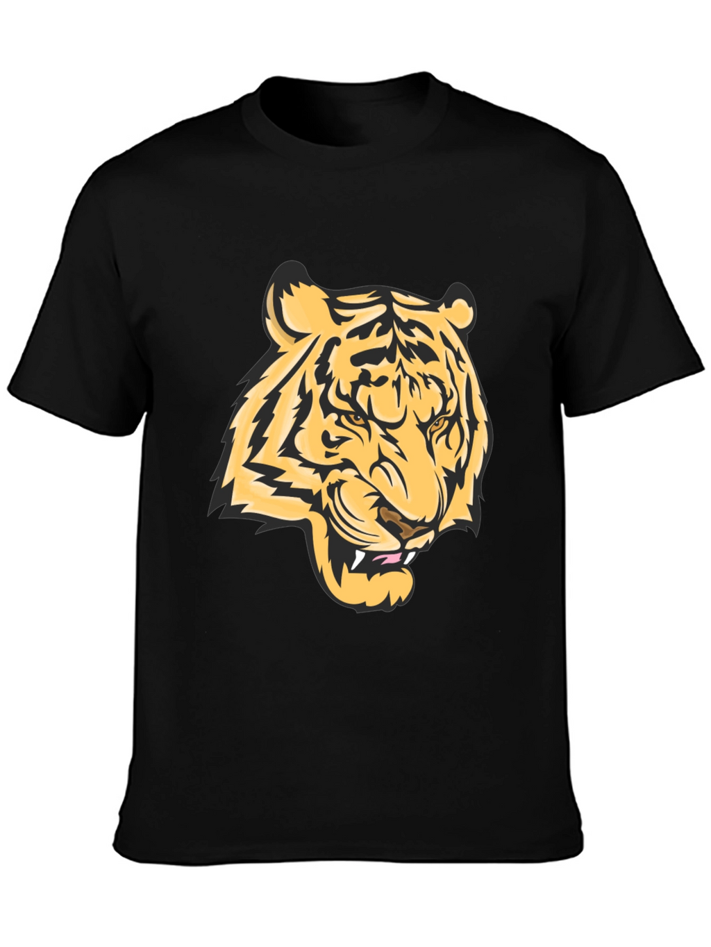 Bold Tiger Graphic Tee - Black Cotton Blend