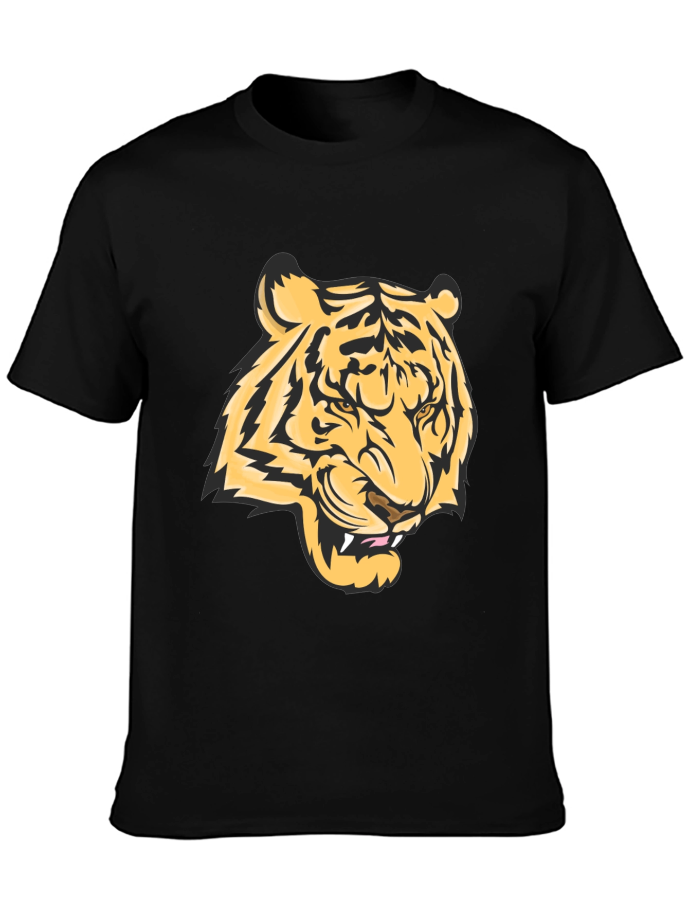 Bold Tiger Graphic Tee - Black Cotton Blend