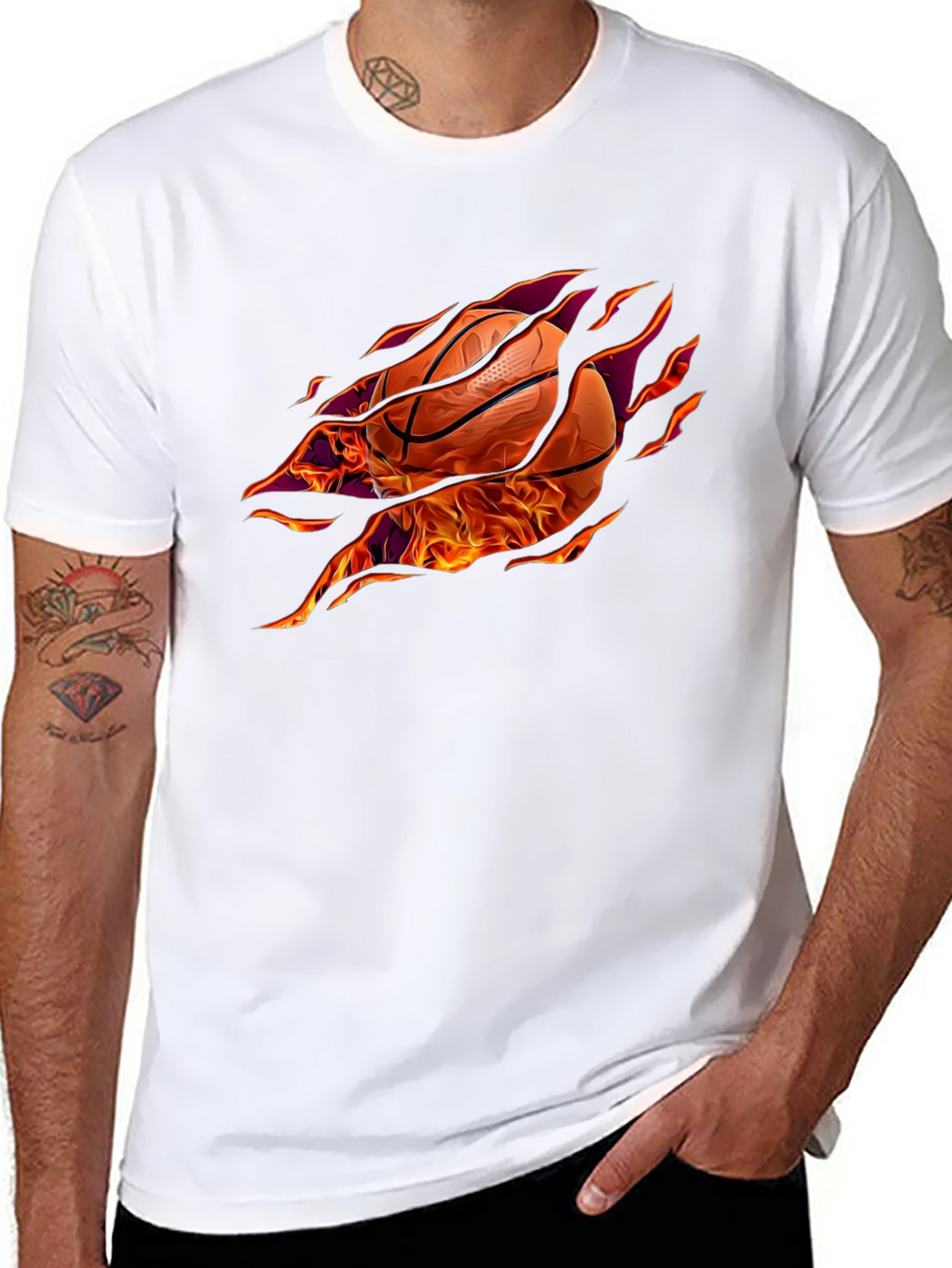 Fiery Basketball Graphic T-Shirt
