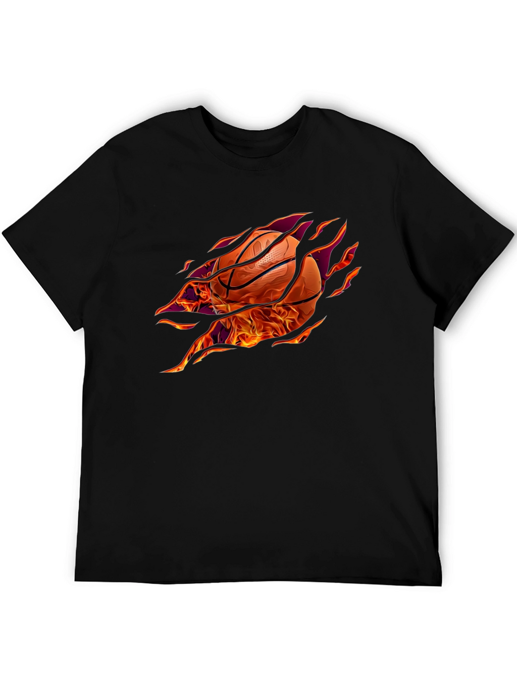 Fiery Basketball Graphic T-Shirt