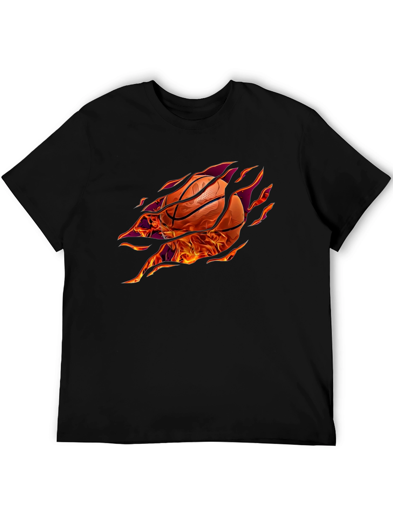 Fiery Basketball Graphic T-Shirt