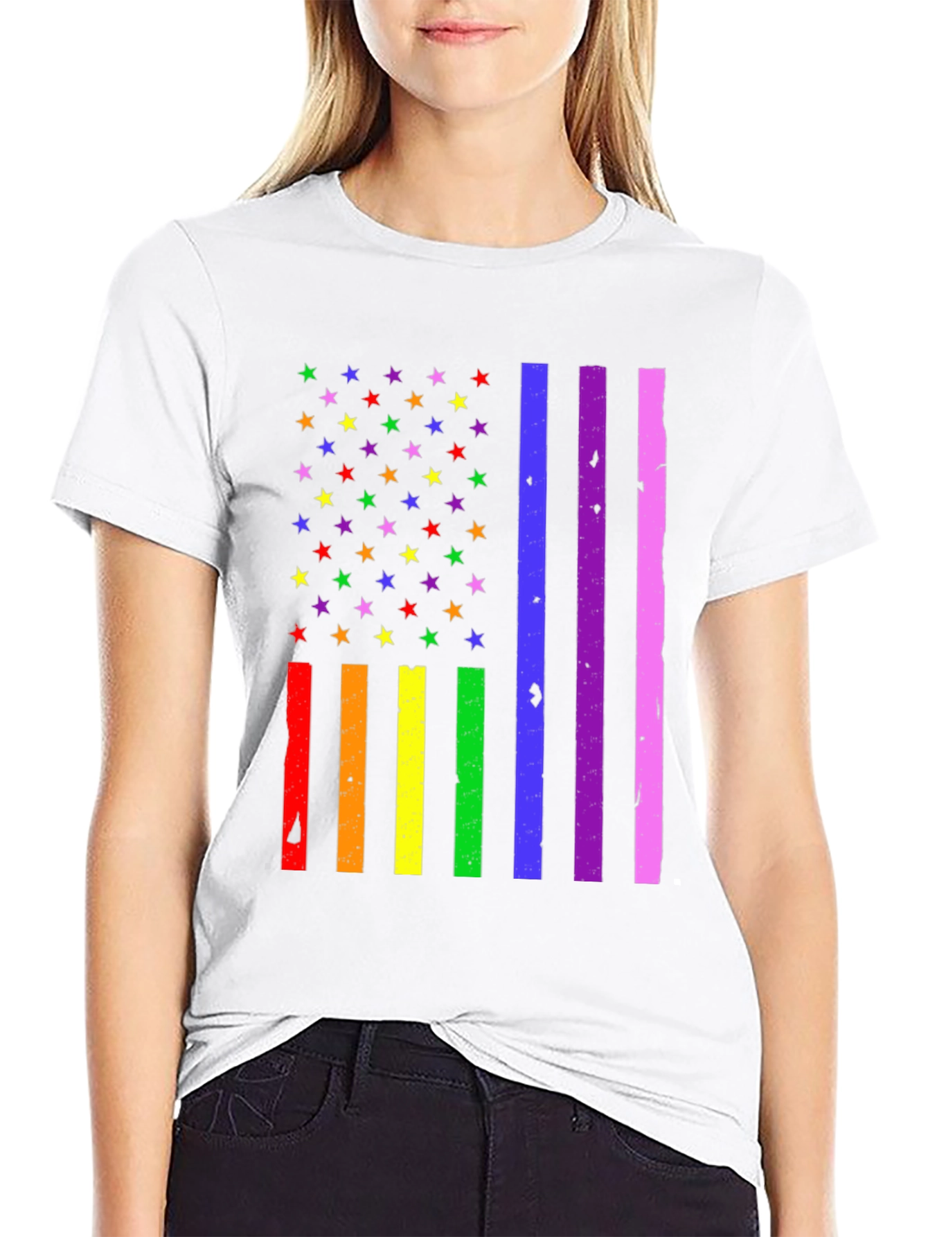 Rainbow American Flag Pride T-Shirt