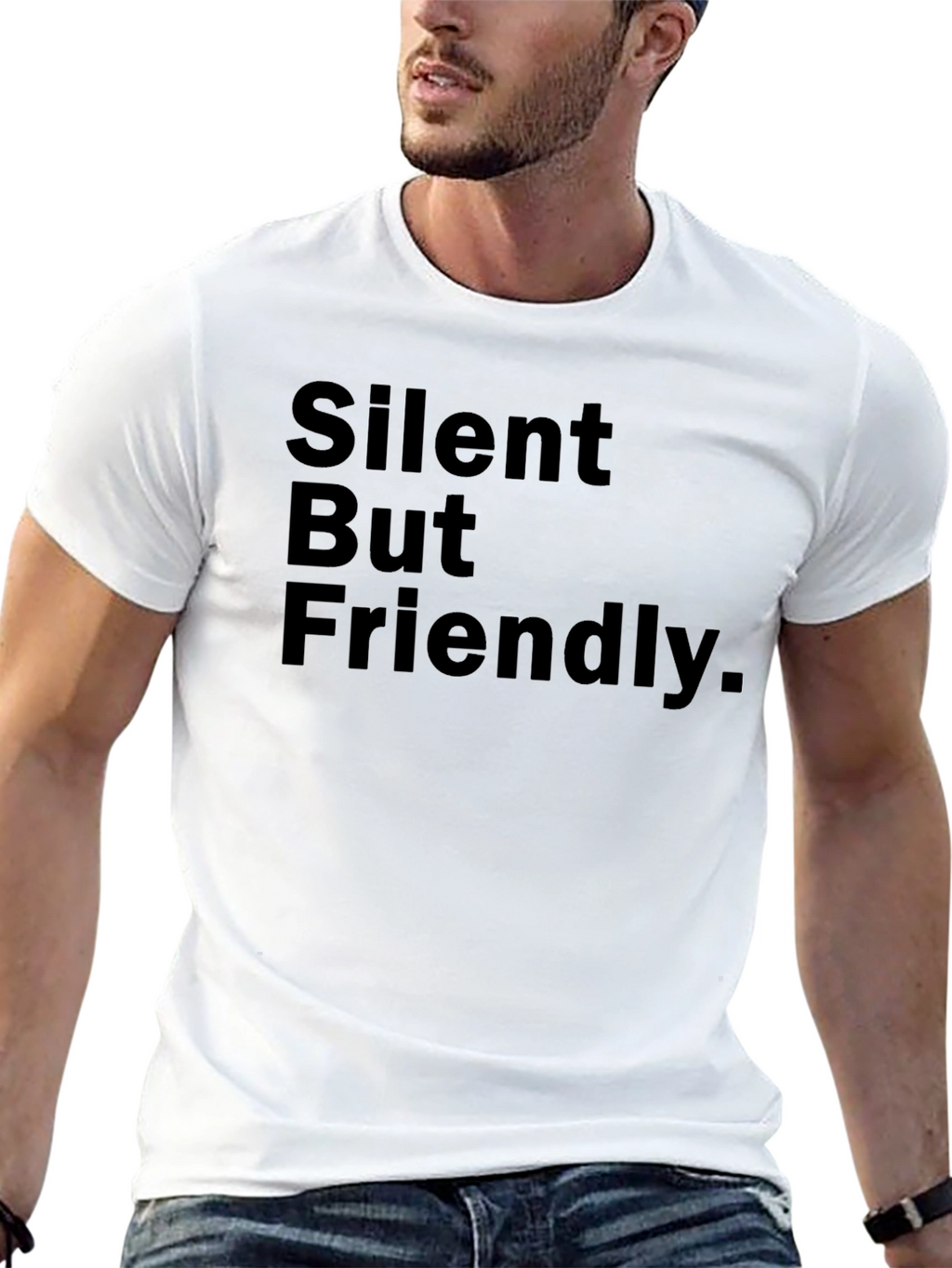 Silent But Friendly Graphic Tee - Black Cotton T-Shirt