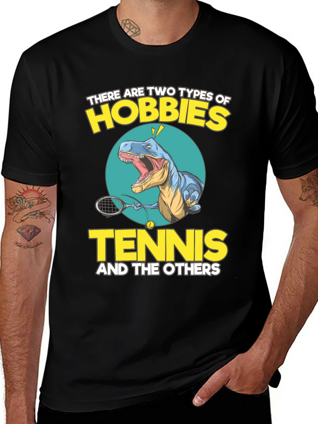 Tennis Dinosaur Graphic Tee - Funny Hobby Shirt