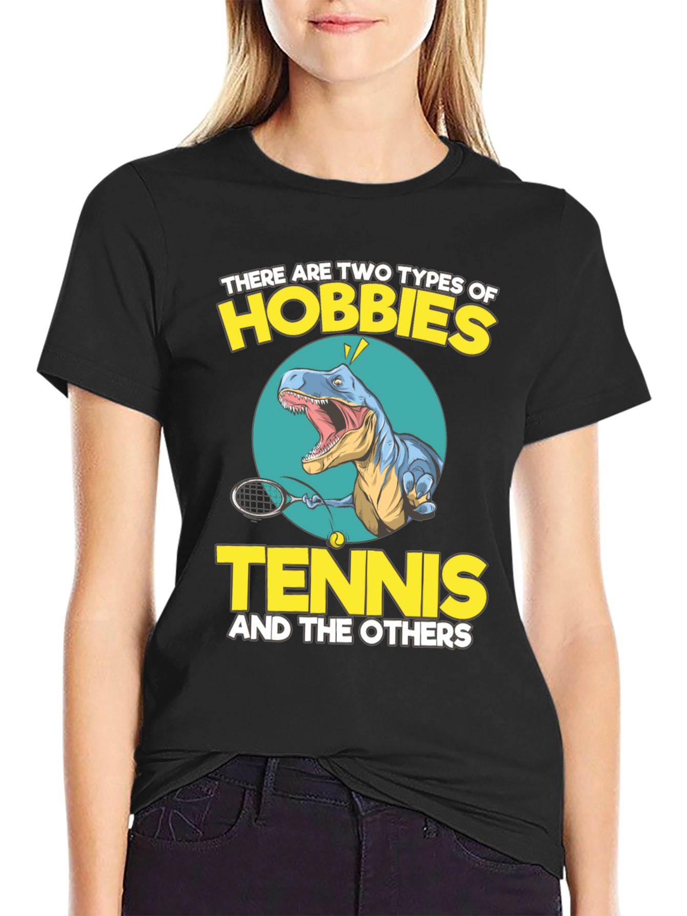 Tennis Dinosaur Graphic Tee - Funny Hobby Shirt