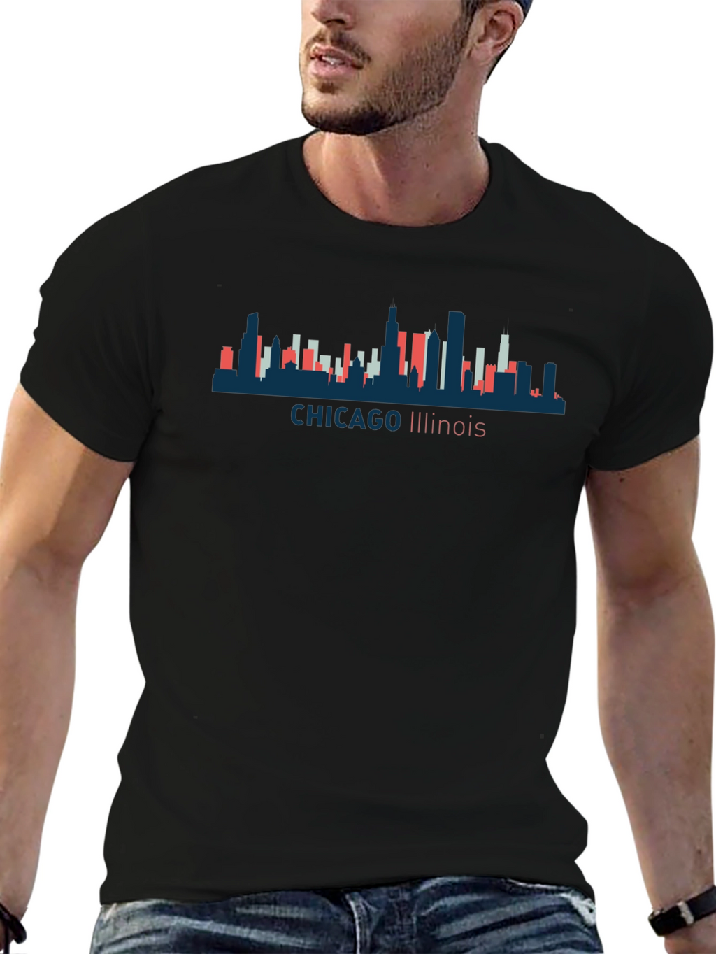 Chicago Illinois Skyline Graphic Tee - Unisex Black T-Shirt