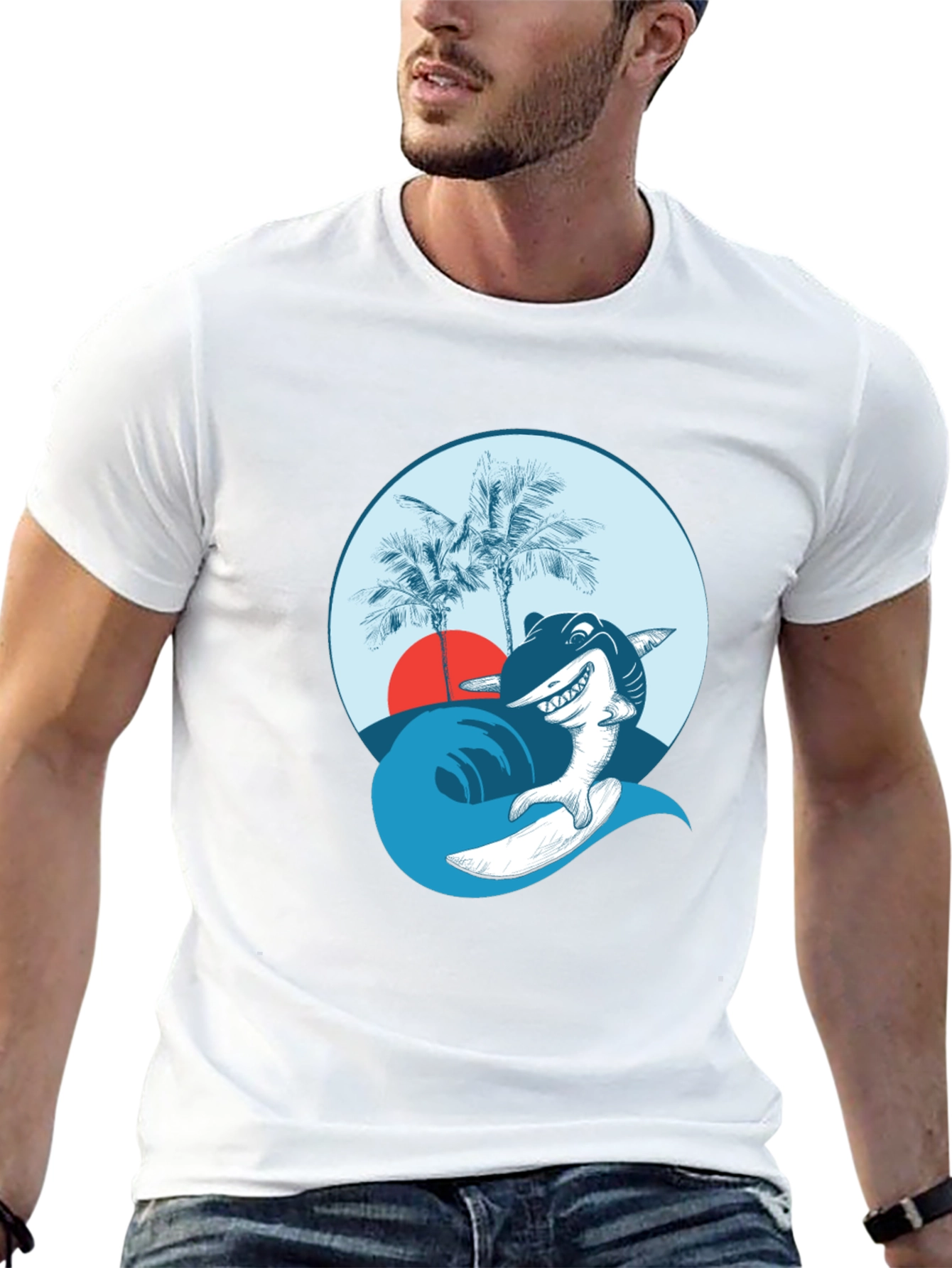Surfing Shark Graphic Tee - Cool Ocean Vibes
