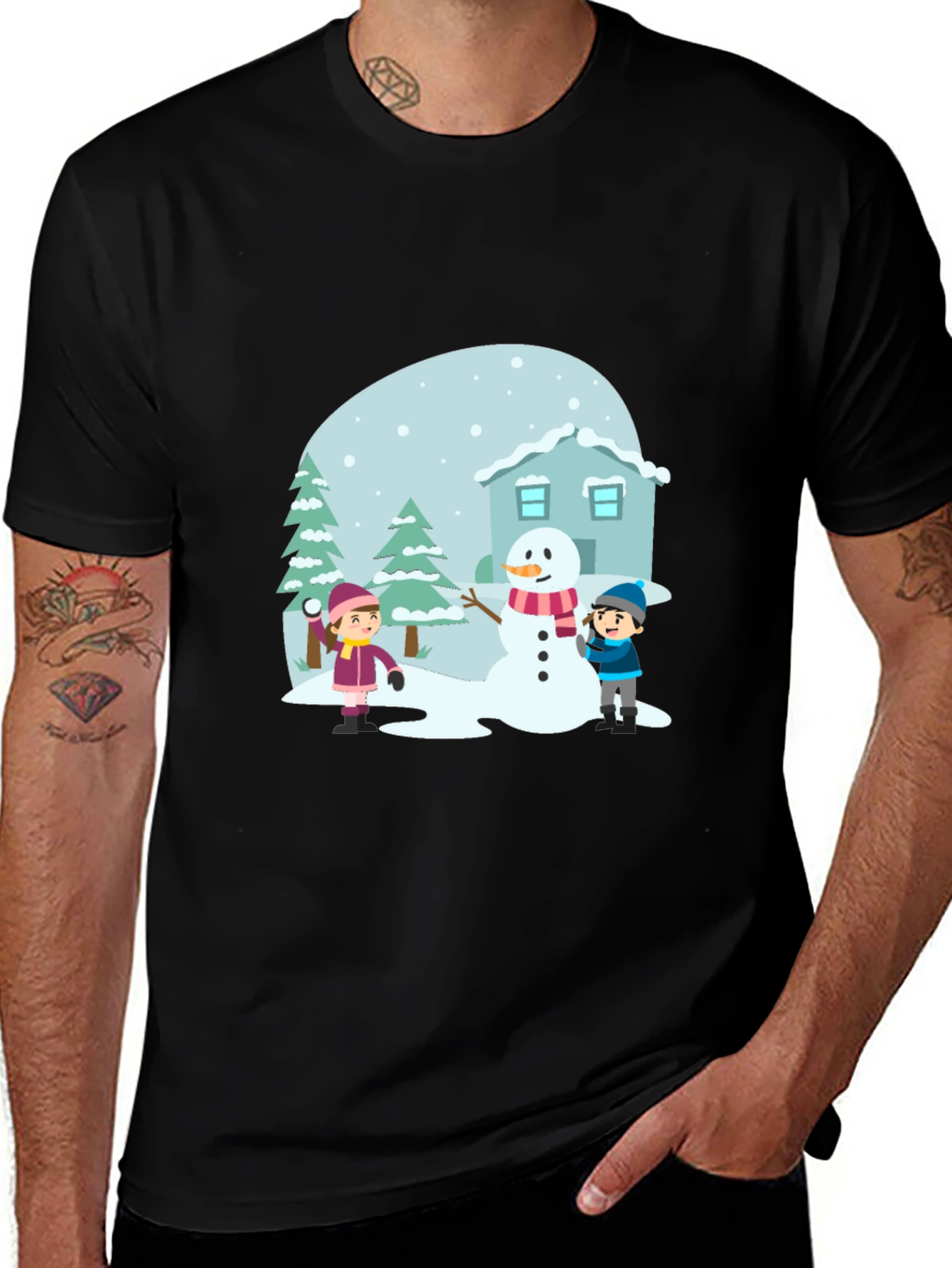 Winter Scene Black T-Shirt