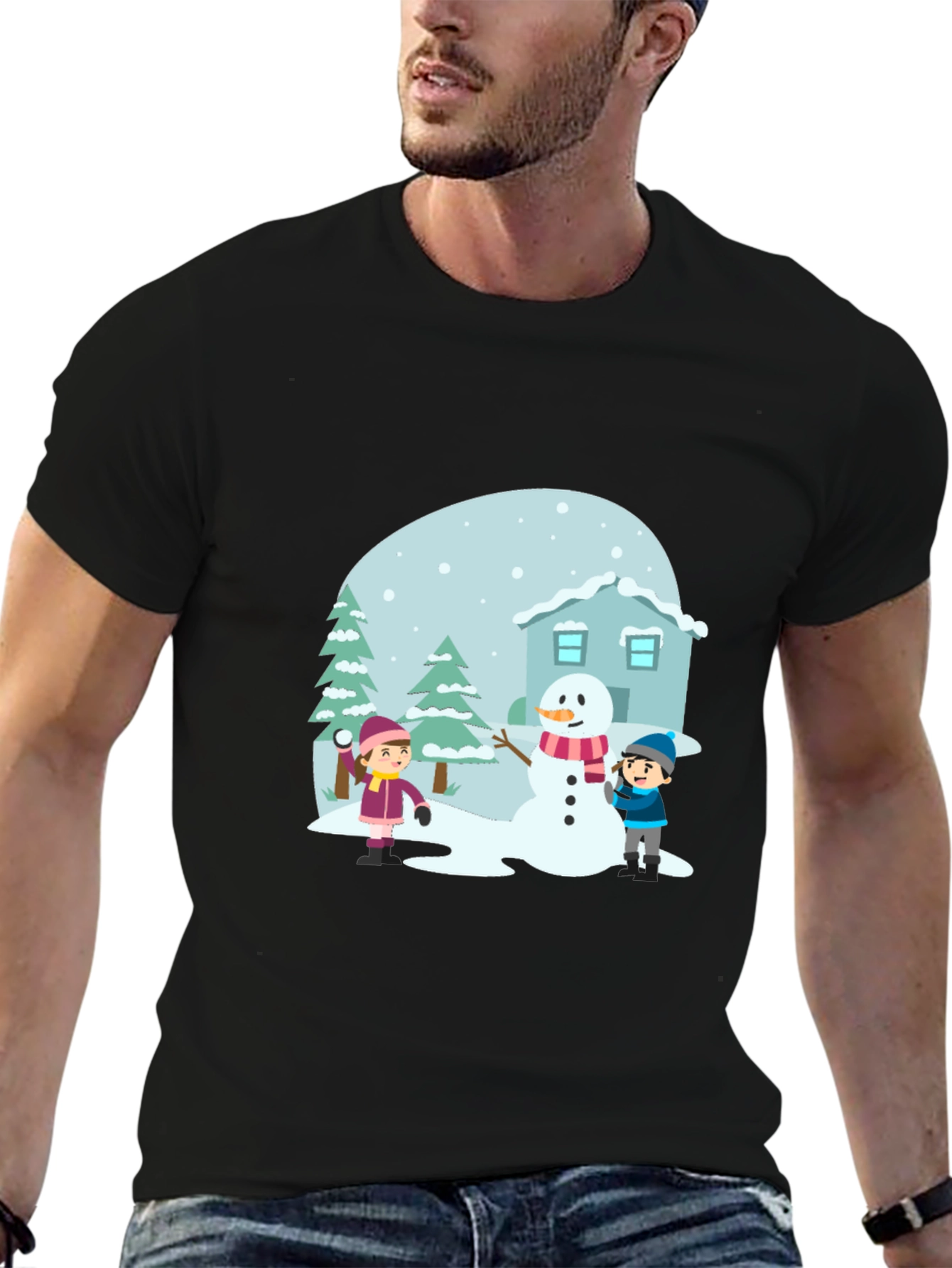 Winter Scene Black T-Shirt
