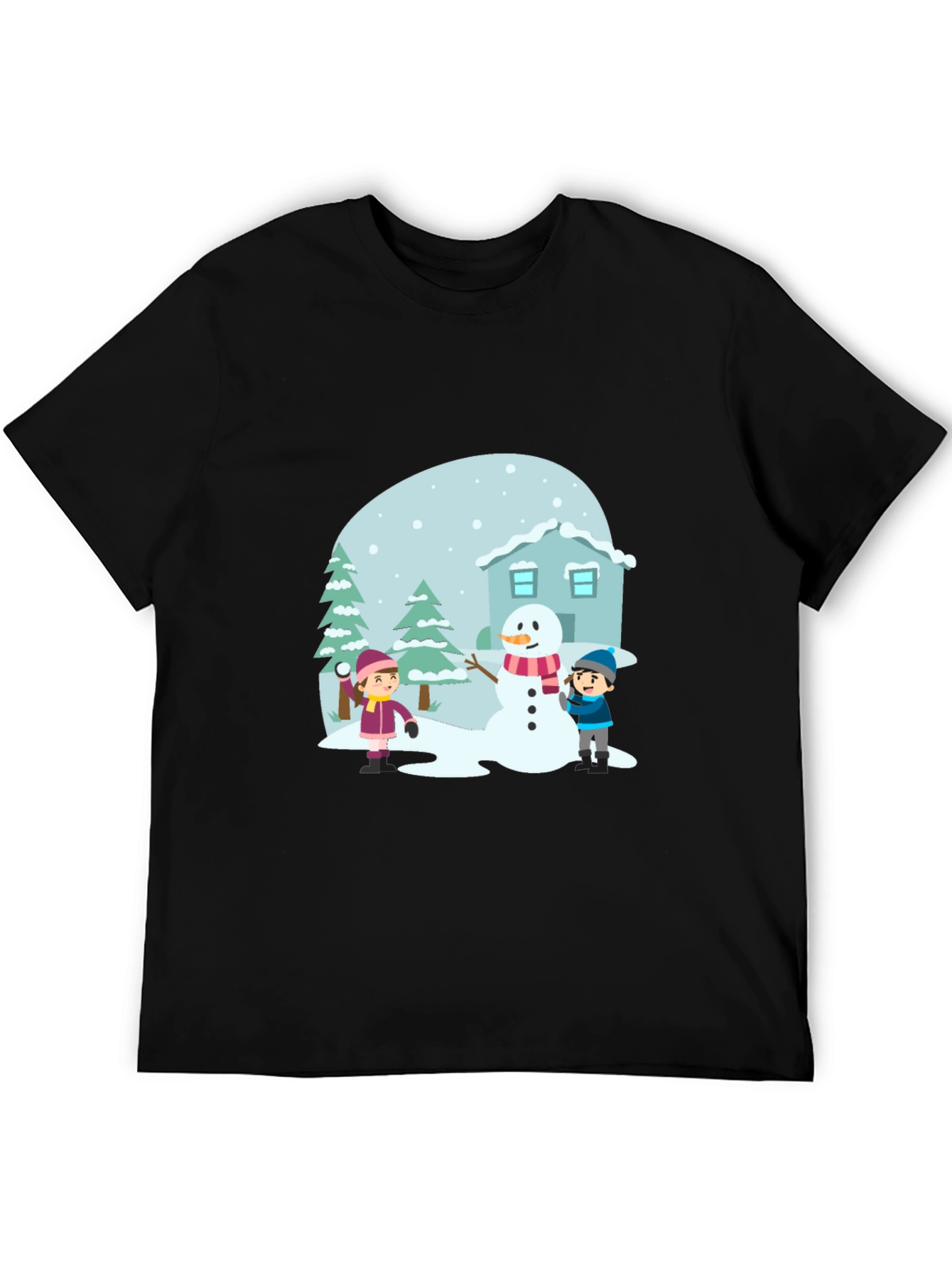 Winter Scene Black T-Shirt