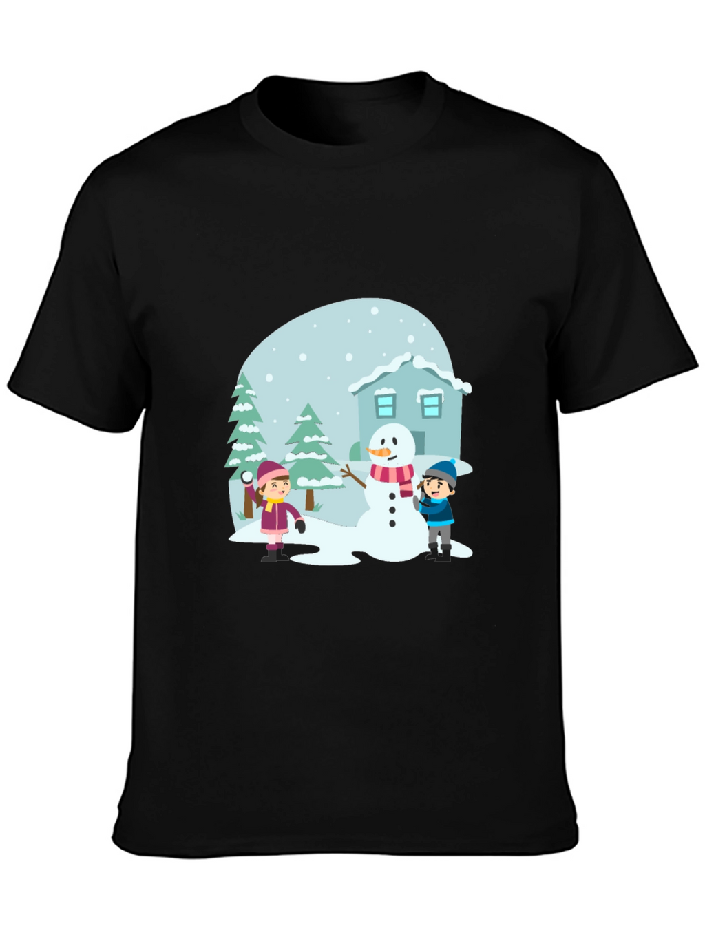 Winter Scene Black T-Shirt