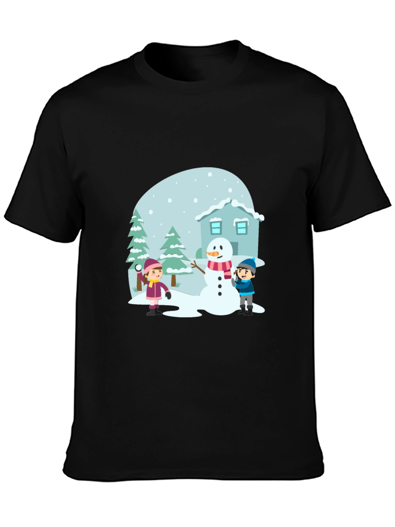 Winter Scene Black T-Shirt