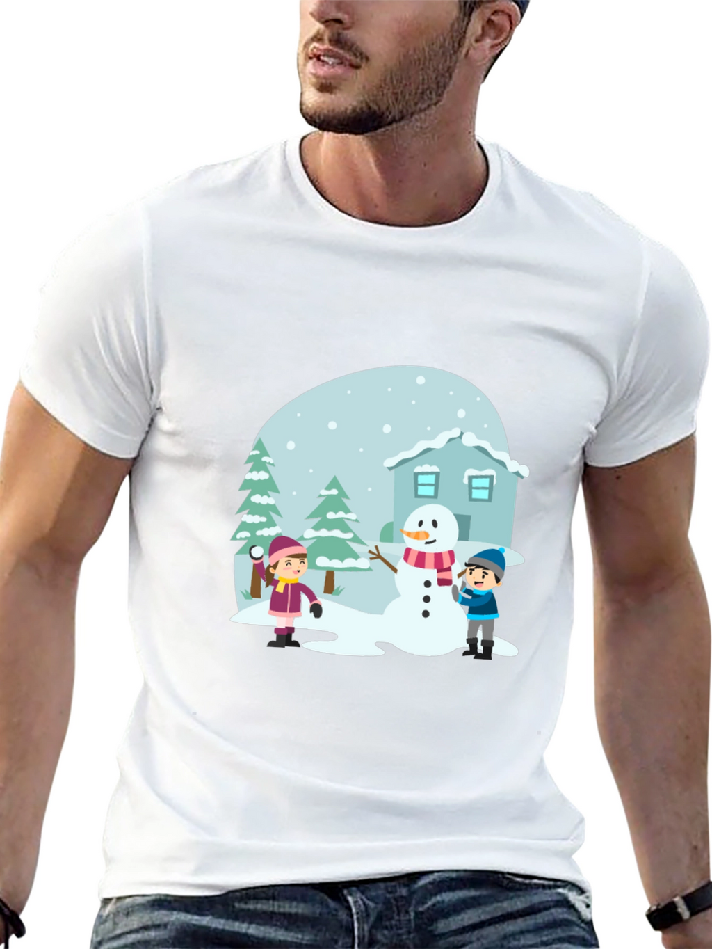 Winter Scene Black T-Shirt