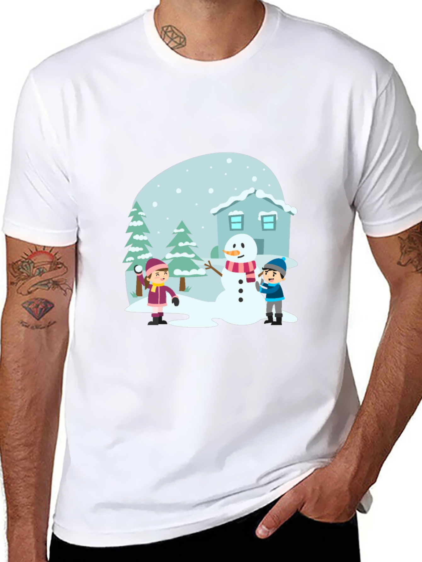 Winter Scene Black T-Shirt