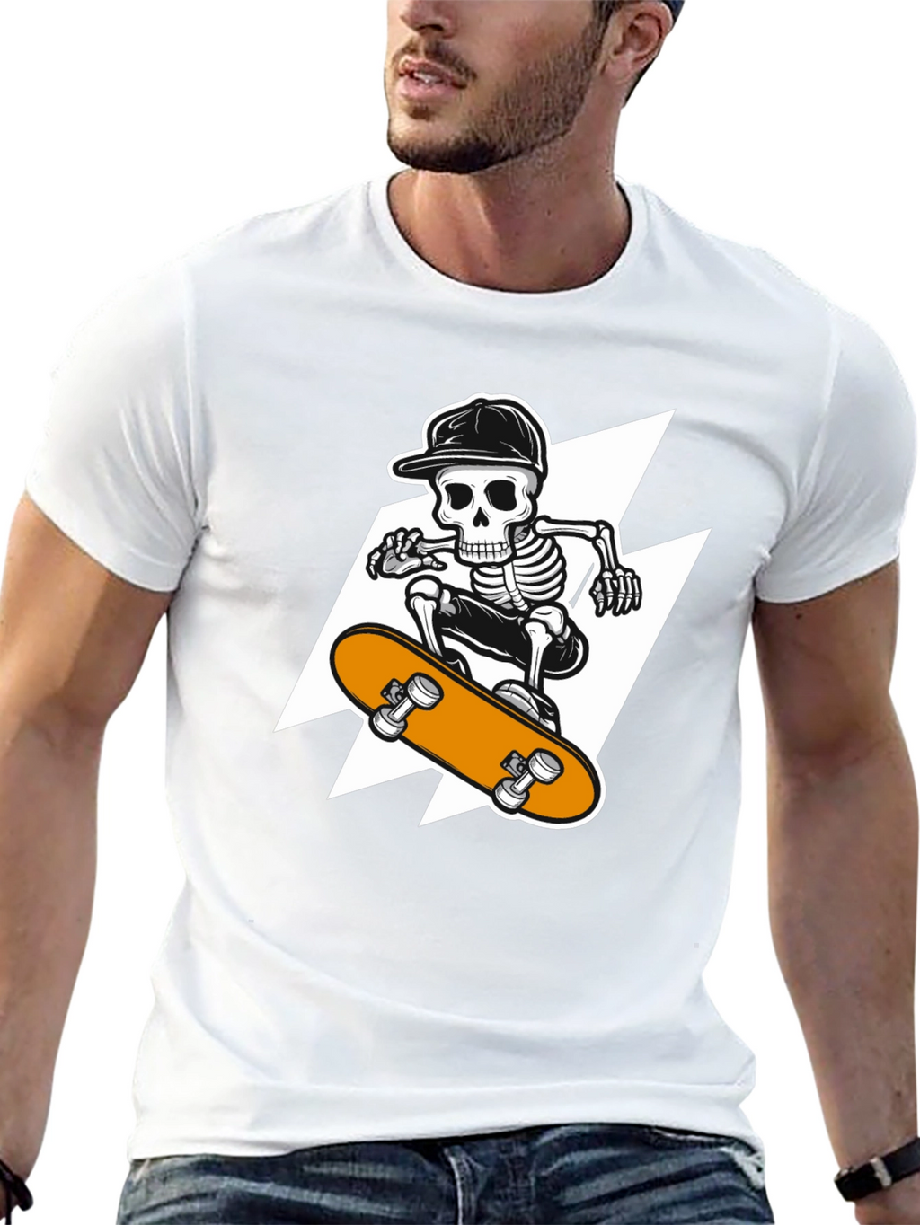 Skeleton Skateboard T-Shirt - Cool Graphic Tee