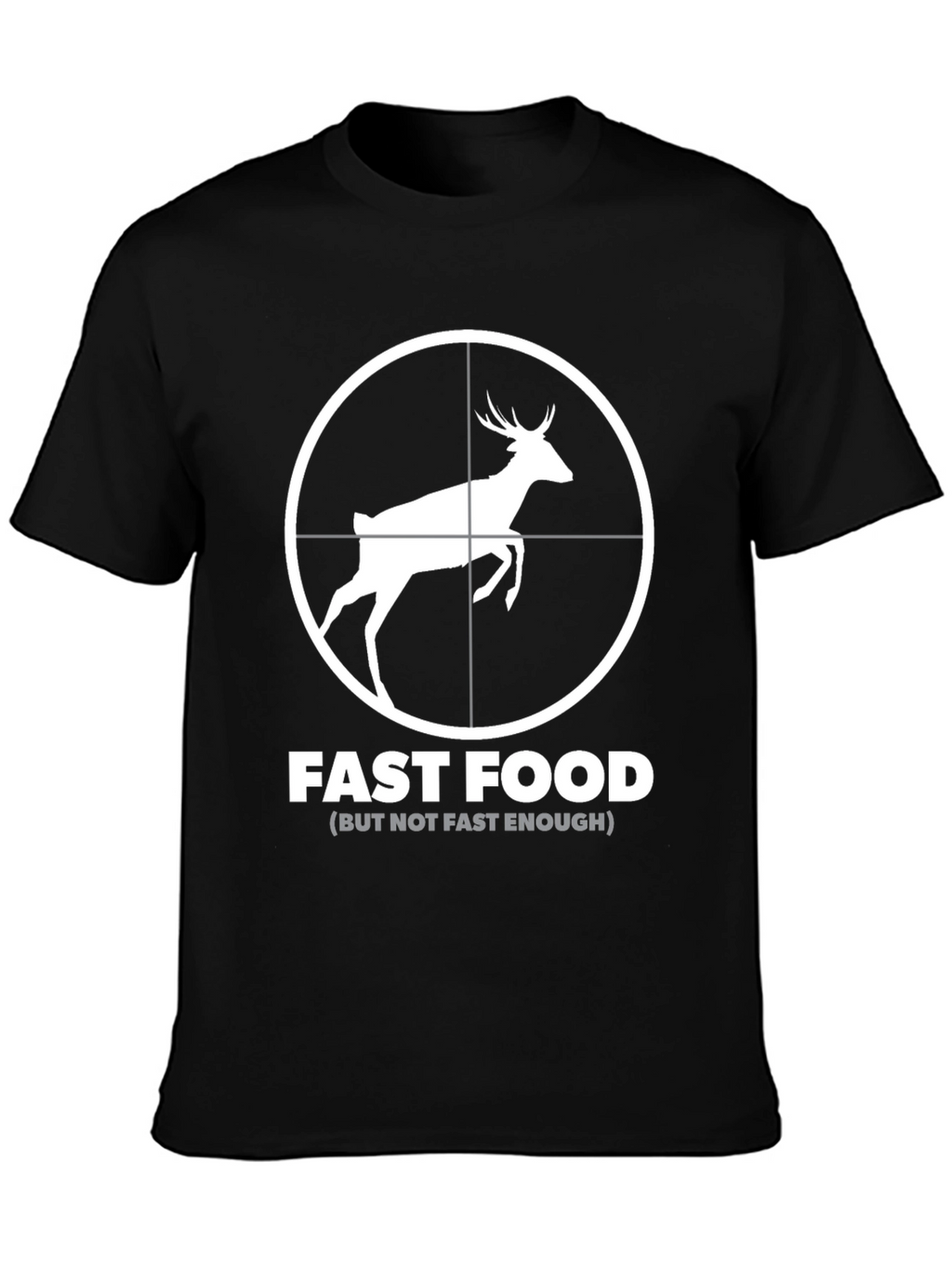Fast Food Deer Graphic Black T-Shirt