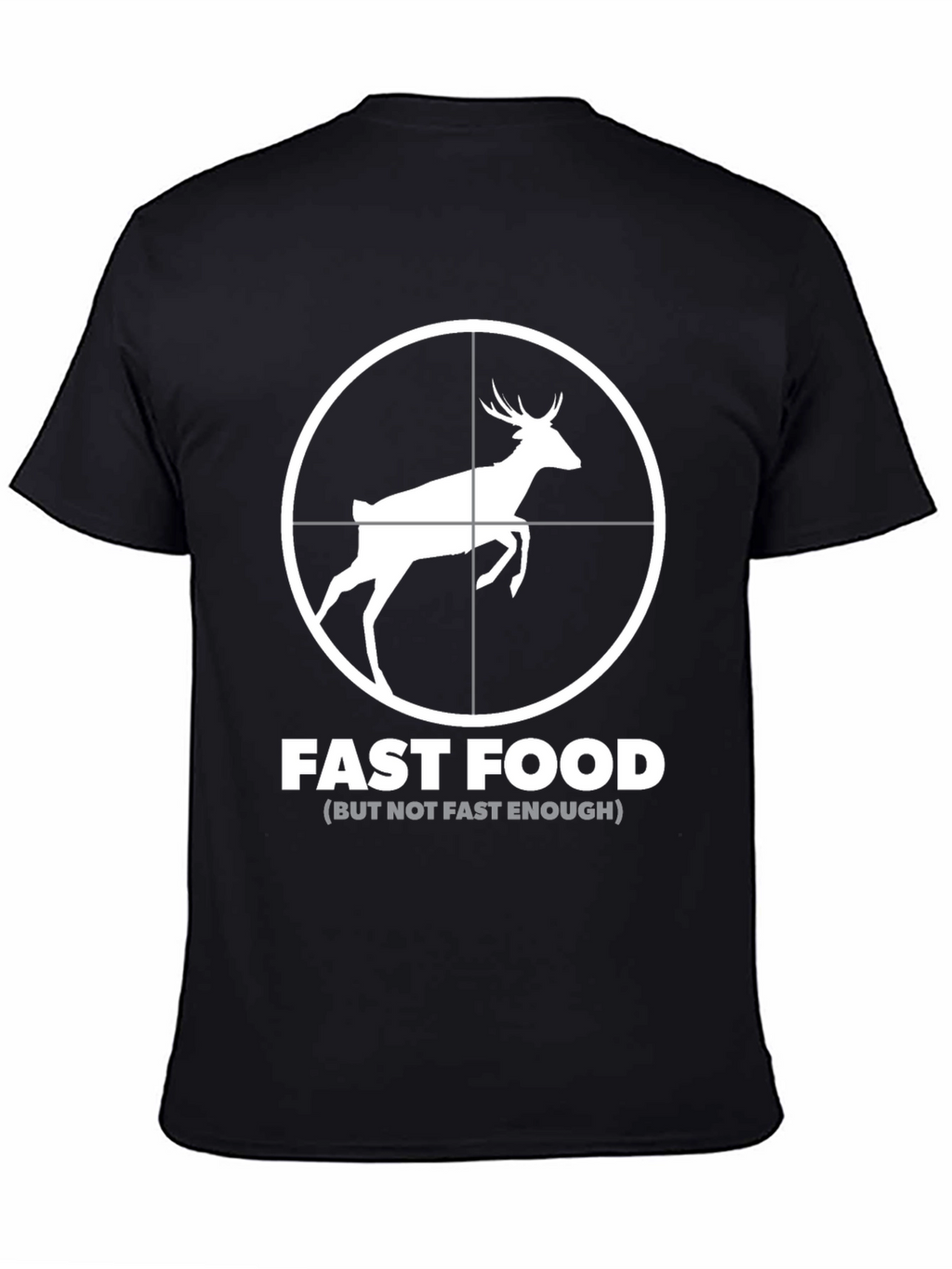 Fast Food Deer Graphic Black T-Shirt