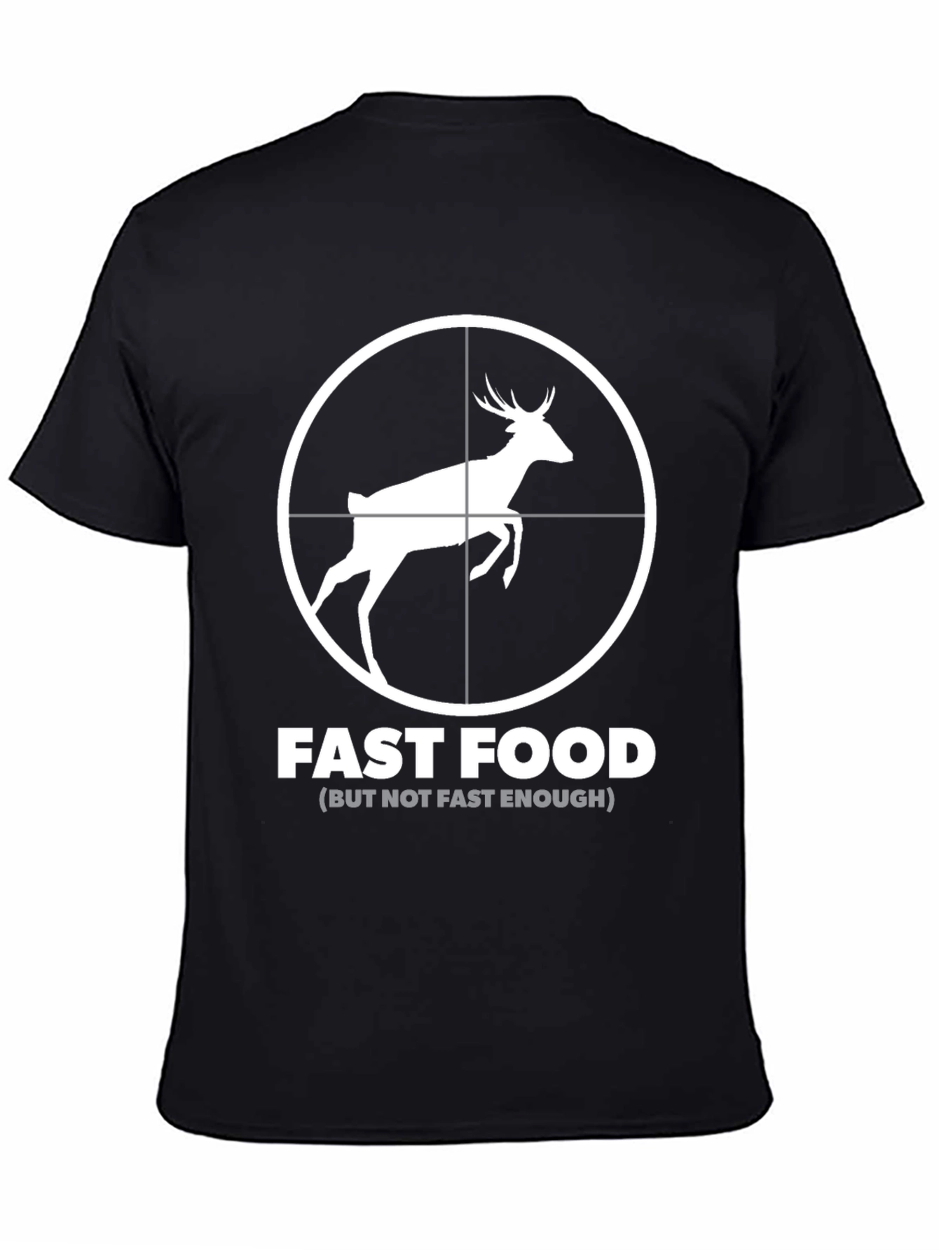 Fast Food Deer Graphic Black T-Shirt