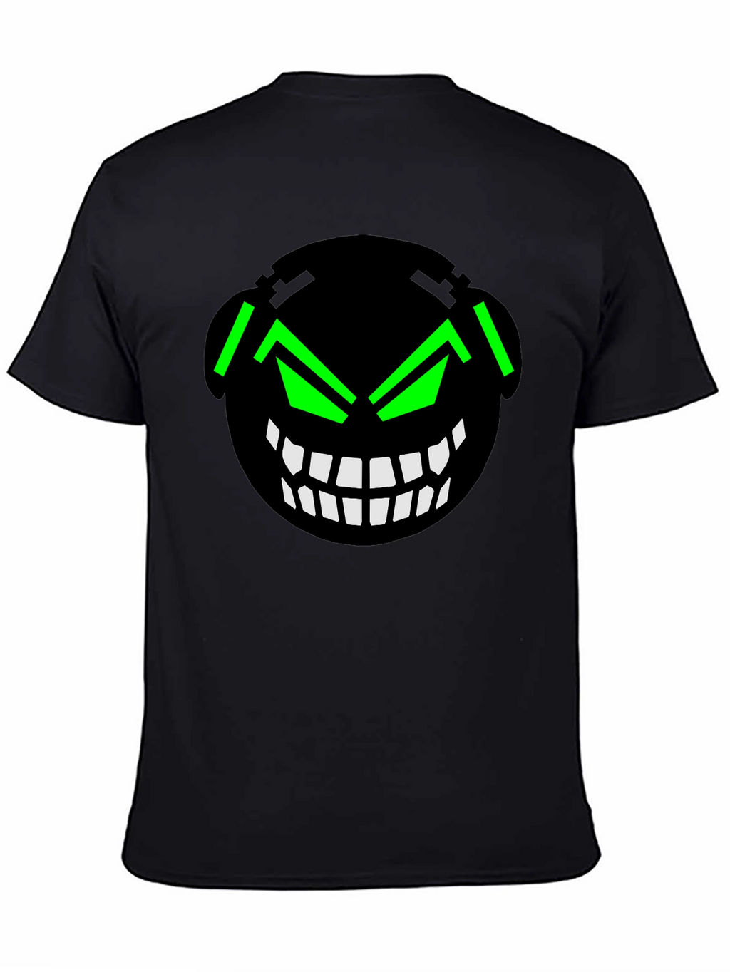 Graphic Black T-Shirt with Cyberpunk Grin