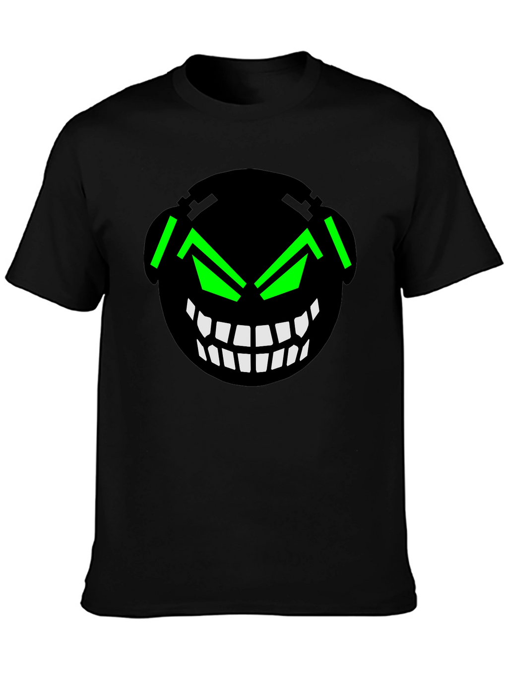 Graphic Black T-Shirt with Cyberpunk Grin