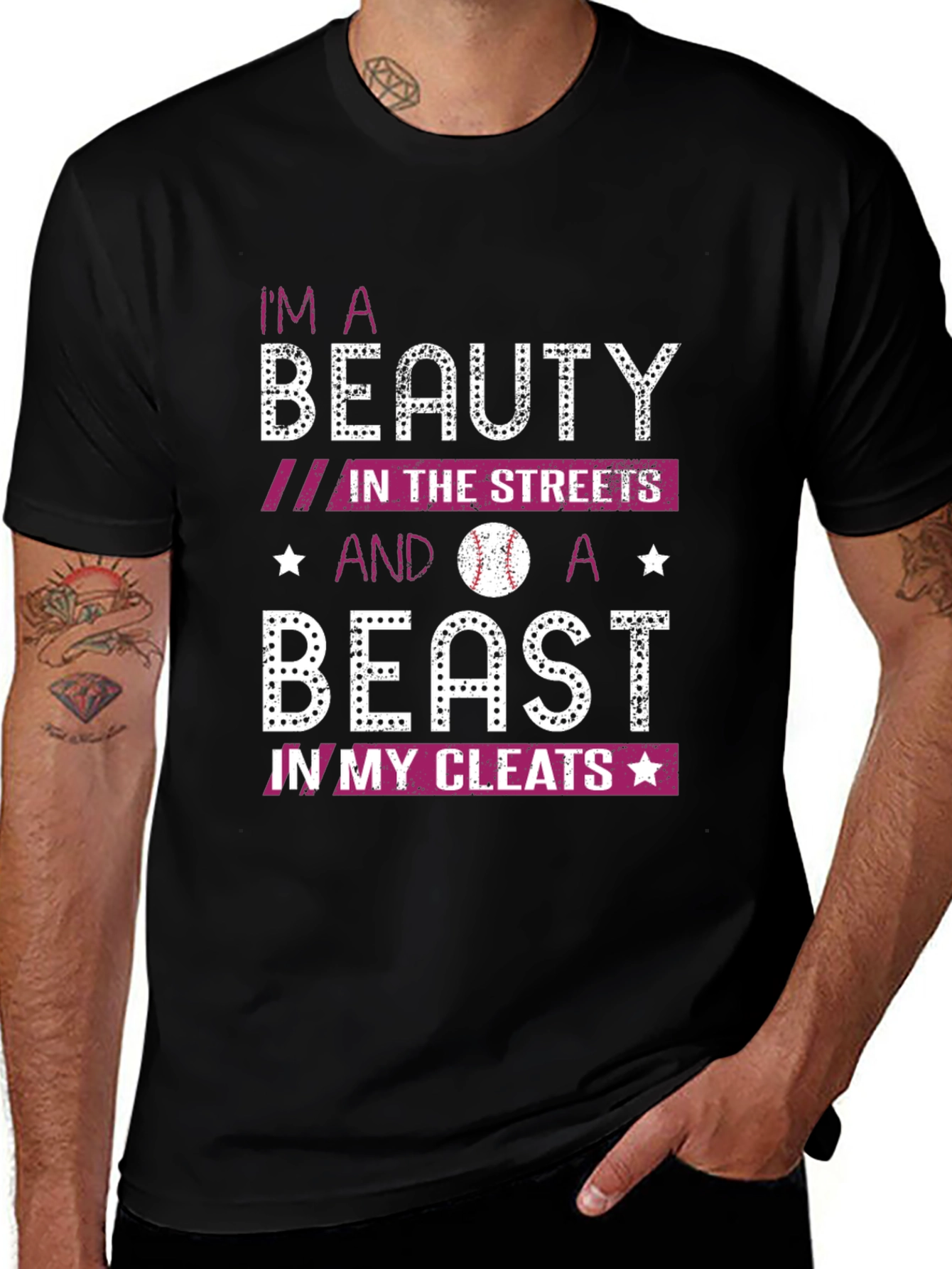 Beauty and Beast Baseball Graphic Tee