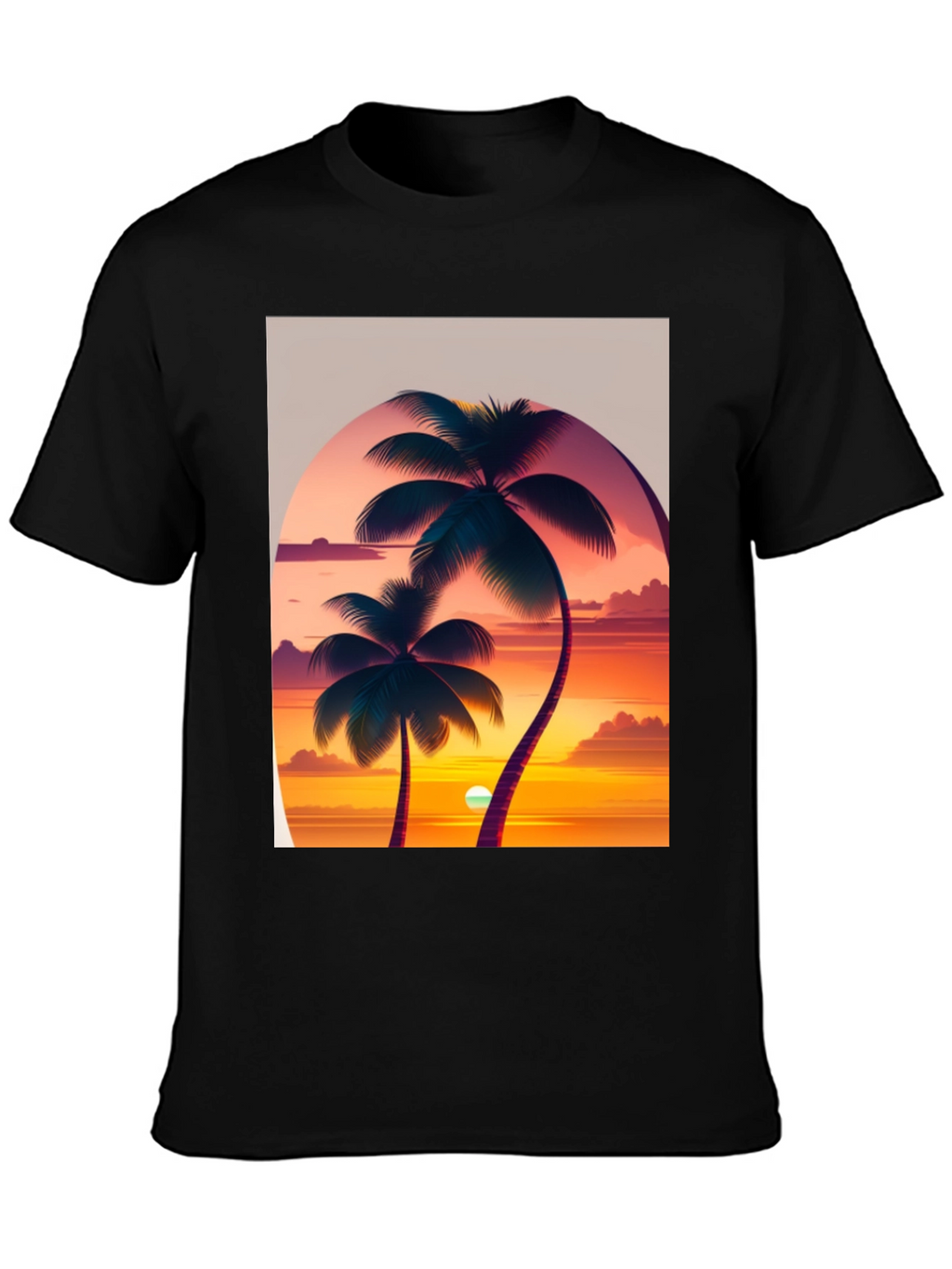 Sunset Palm Tree Graphic Tee - Tropical Vibes