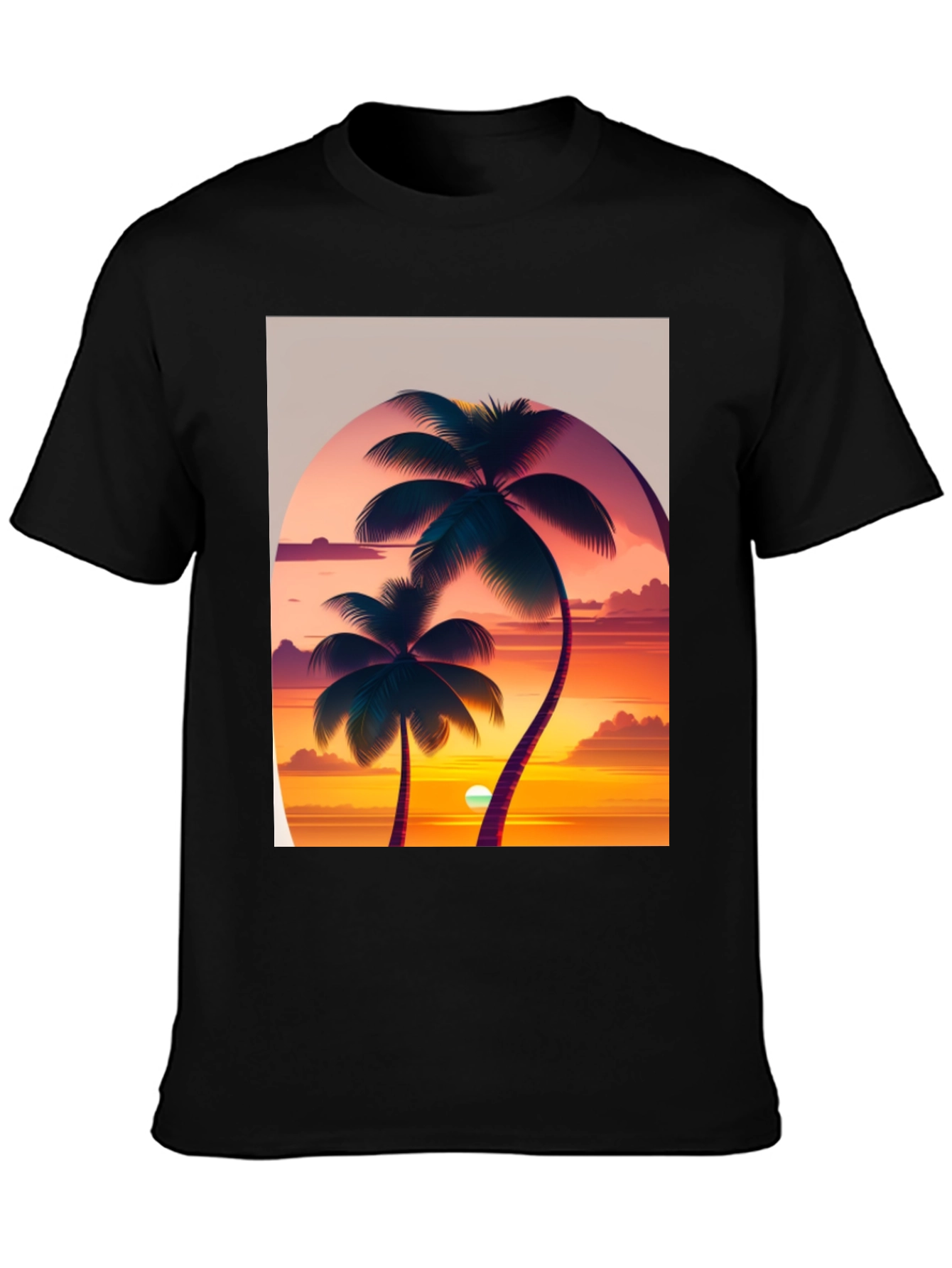 Sunset Palm Tree Graphic Tee - Tropical Vibes