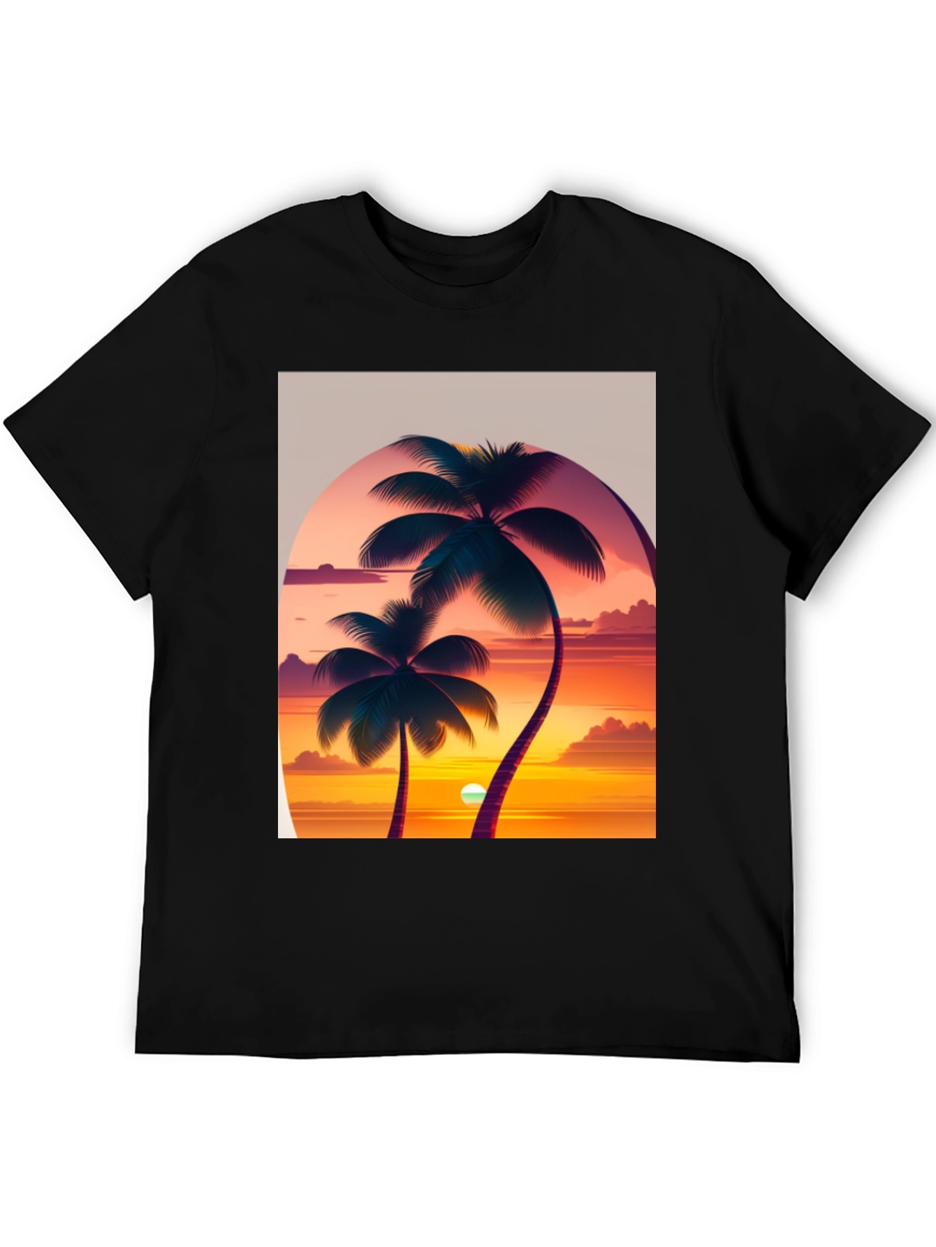 Sunset Palm Tree Graphic Tee - Tropical Vibes
