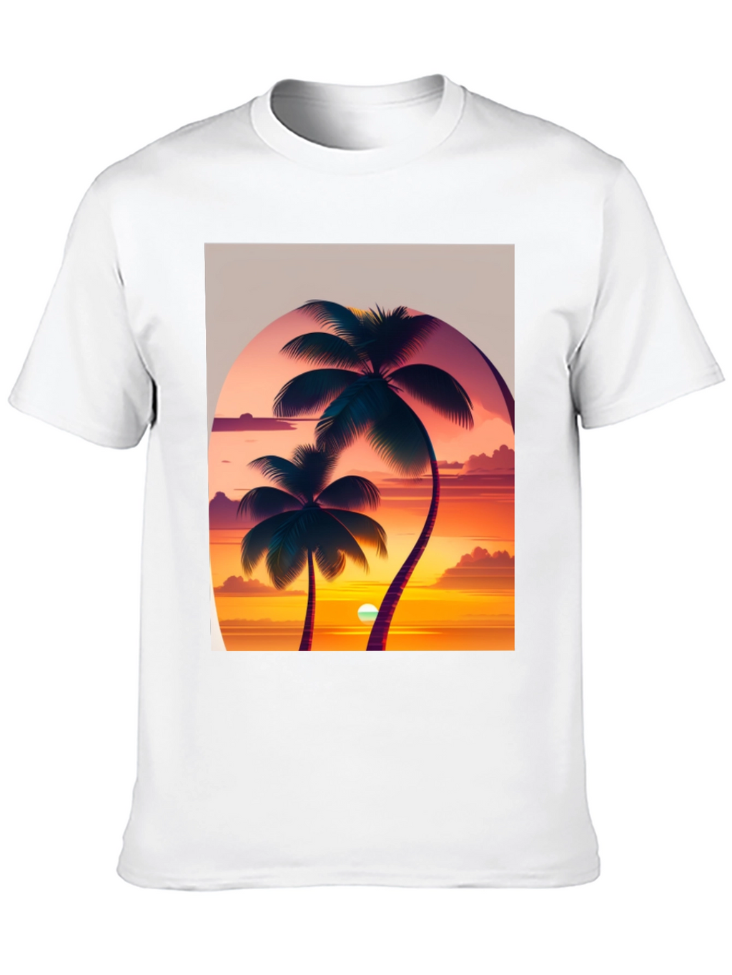 Sunset Palm Tree Graphic Tee - Tropical Vibes