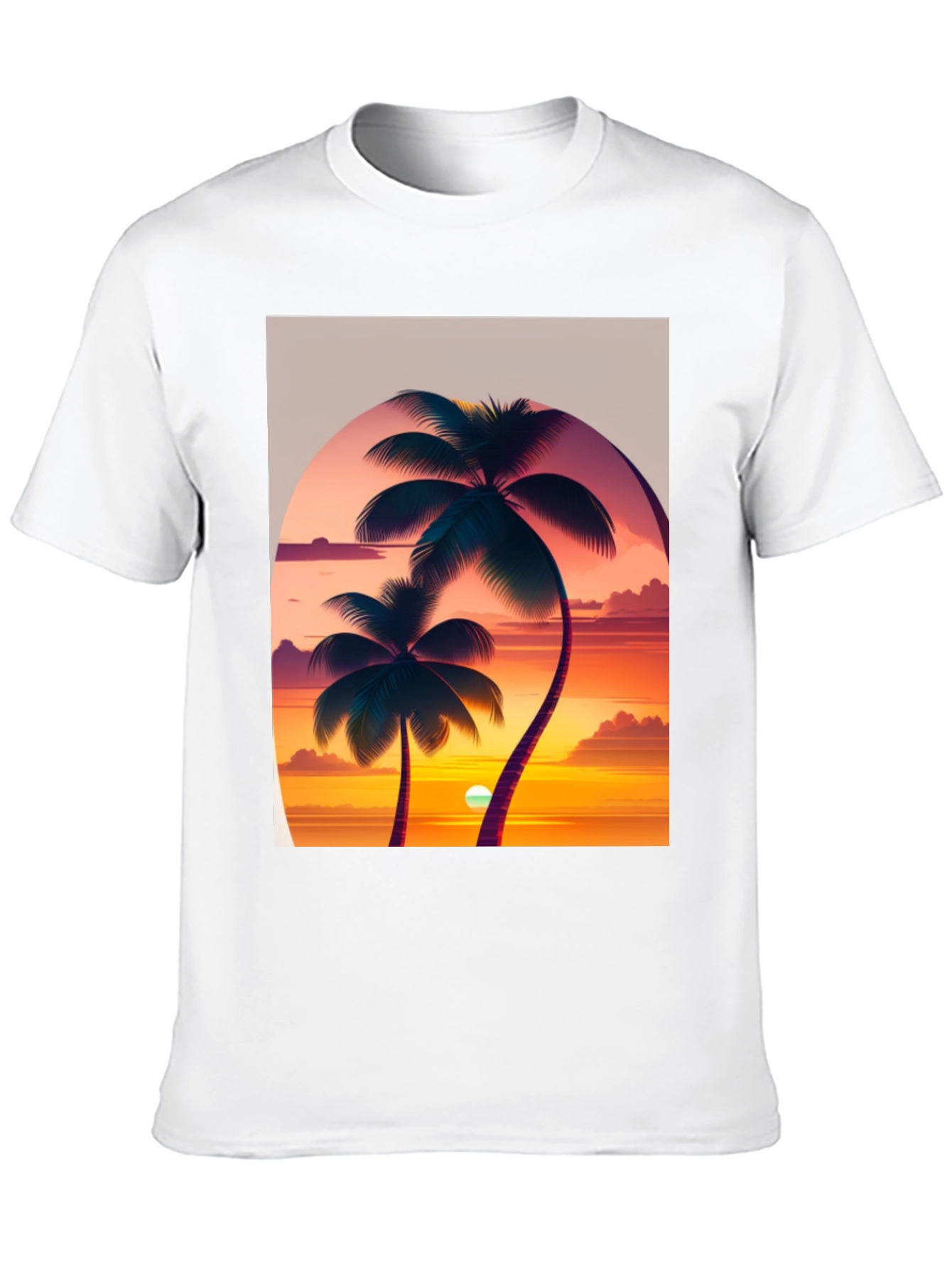 Sunset Palm Tree Graphic Tee - Tropical Vibes