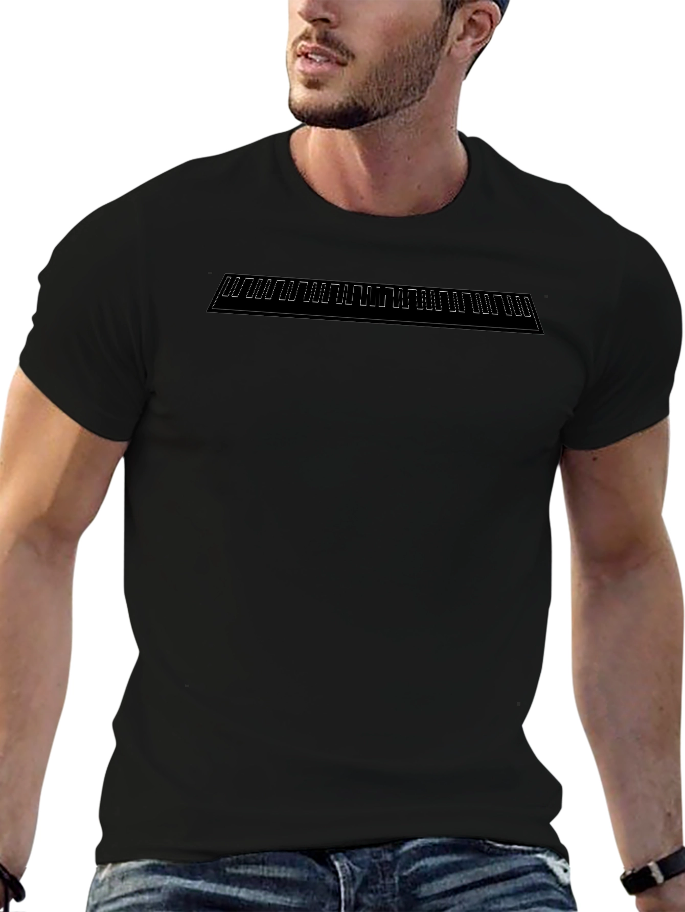 Minimalist Geometric Graphic Black T-Shirt