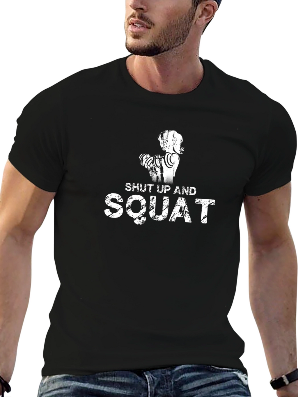 Shut Up And Squat Mens Black Graphic T-Shirt