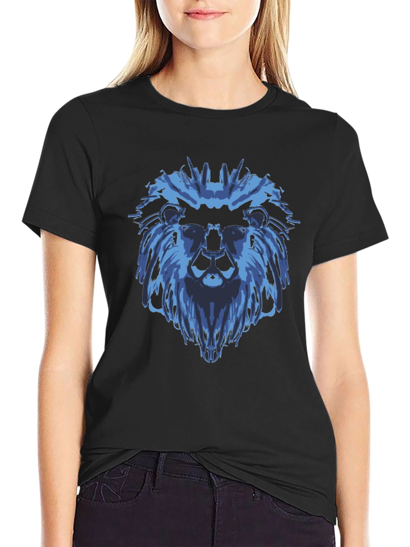 Blue Lion Graphic Black T-Shirt