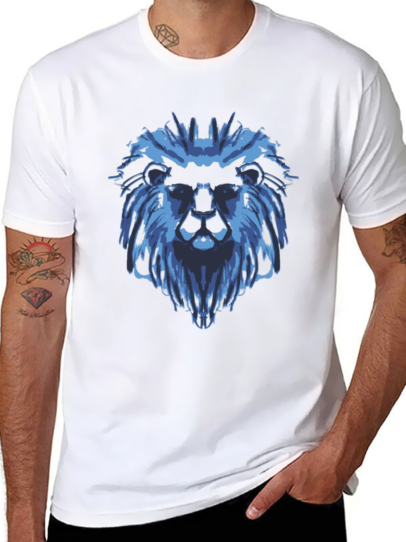 Blue Lion Graphic Black T-Shirt