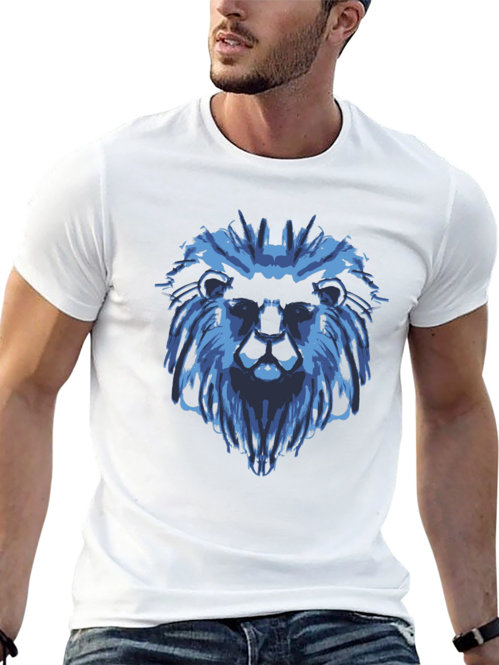 Blue Lion Graphic Black T-Shirt
