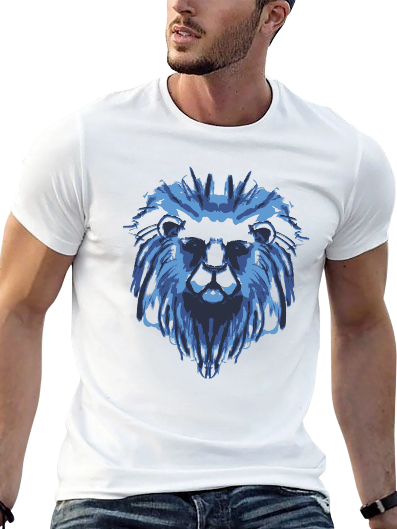 Blue Lion Graphic Black T-Shirt