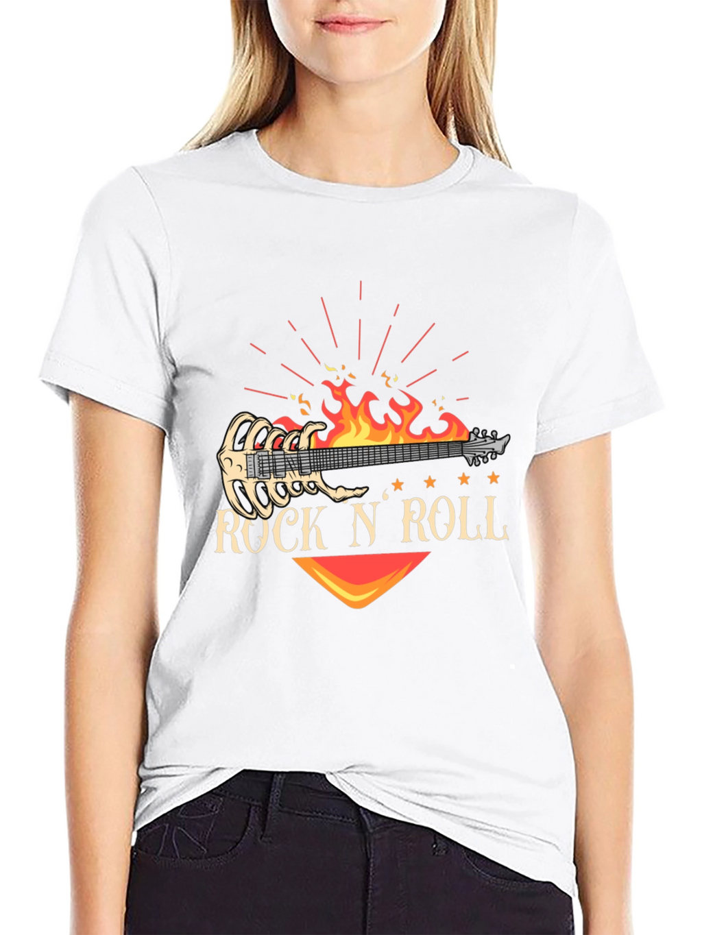 Rock N Roll Guitar Graphic T-Shirt - Black