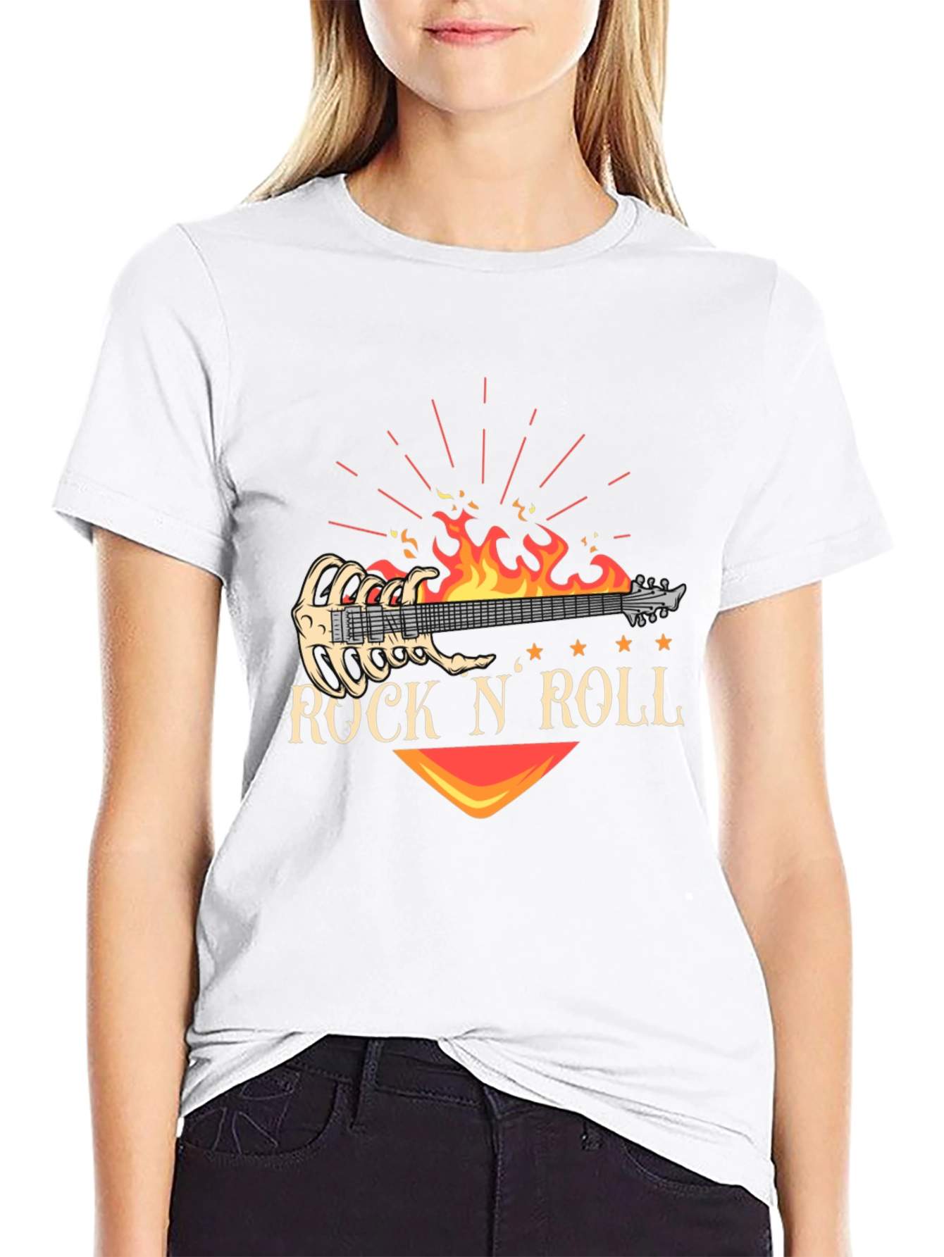Rock N Roll Guitar Graphic T-Shirt - Black