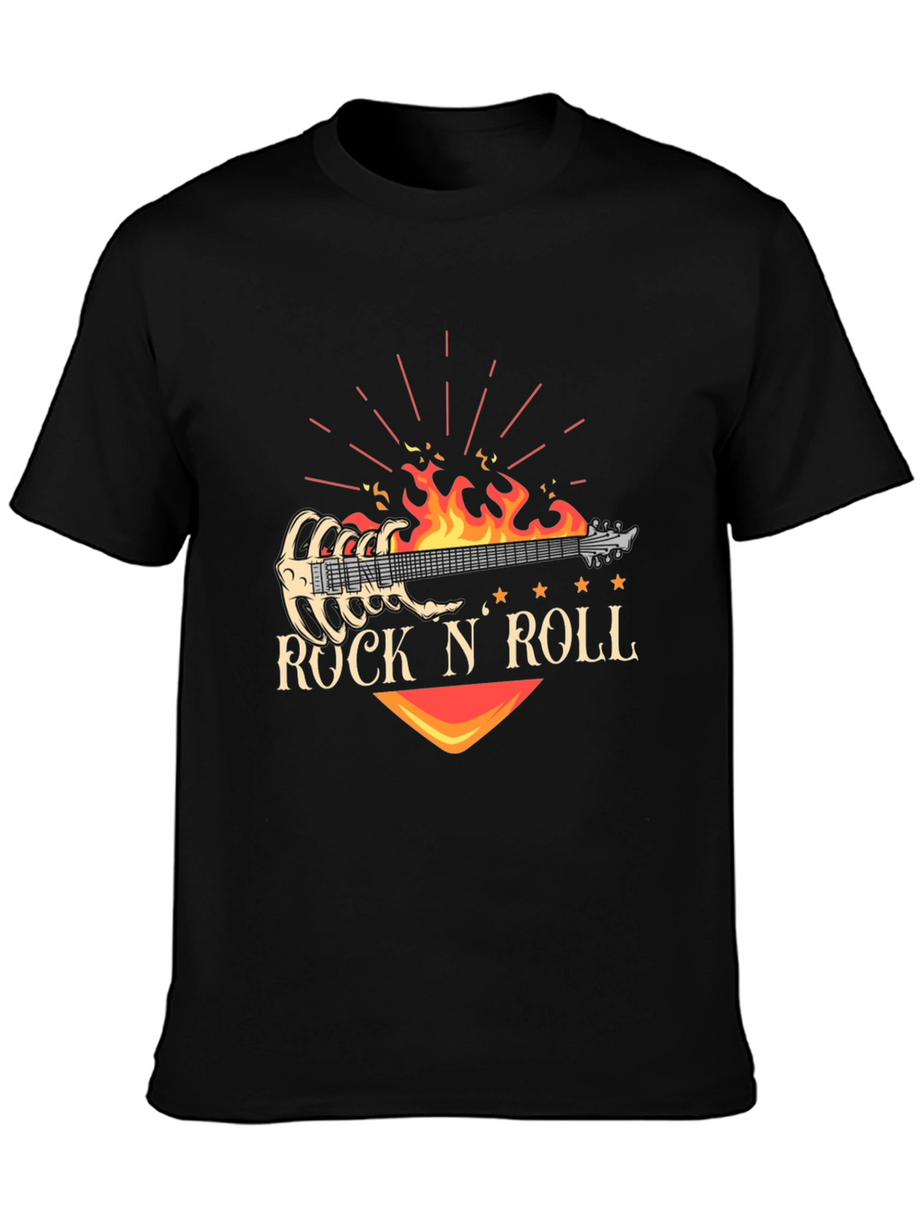 Rock N Roll Guitar Graphic T-Shirt - Black