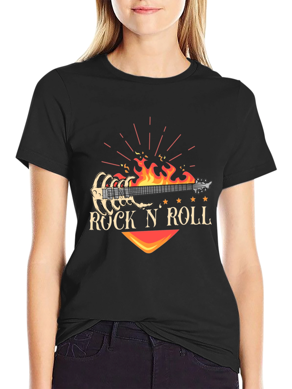 Rock N Roll Guitar Graphic T-Shirt - Black