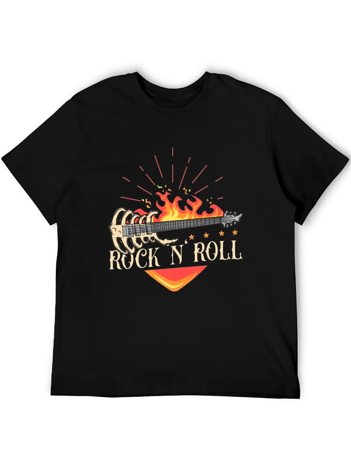 Rock N Roll Guitar Graphic T-Shirt - Black