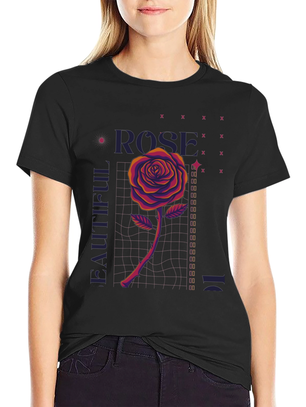 Rose Graphic Print Tee - Beautiful Design