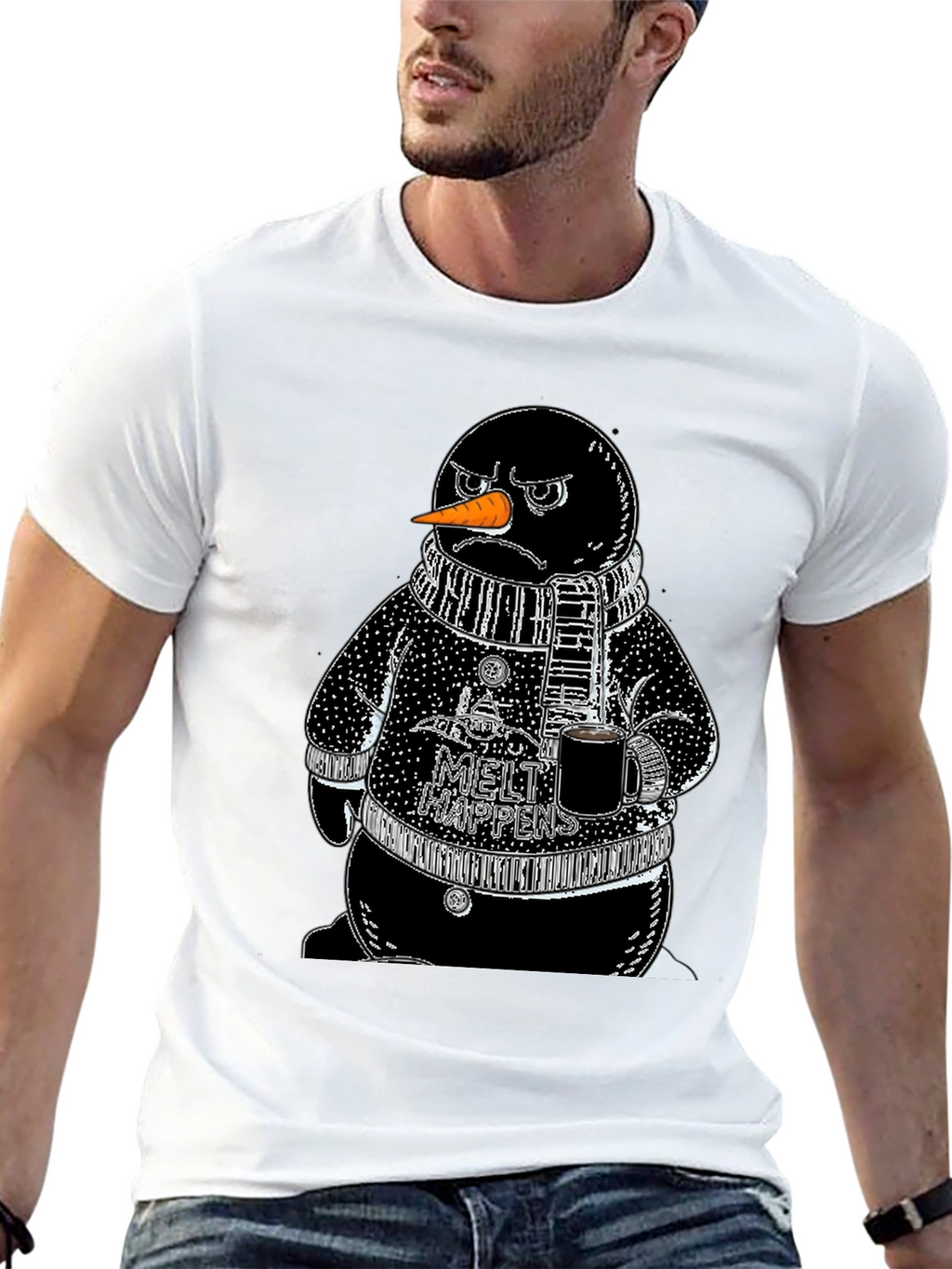 Grumpy Snowman Graphic Tee - Winter Style