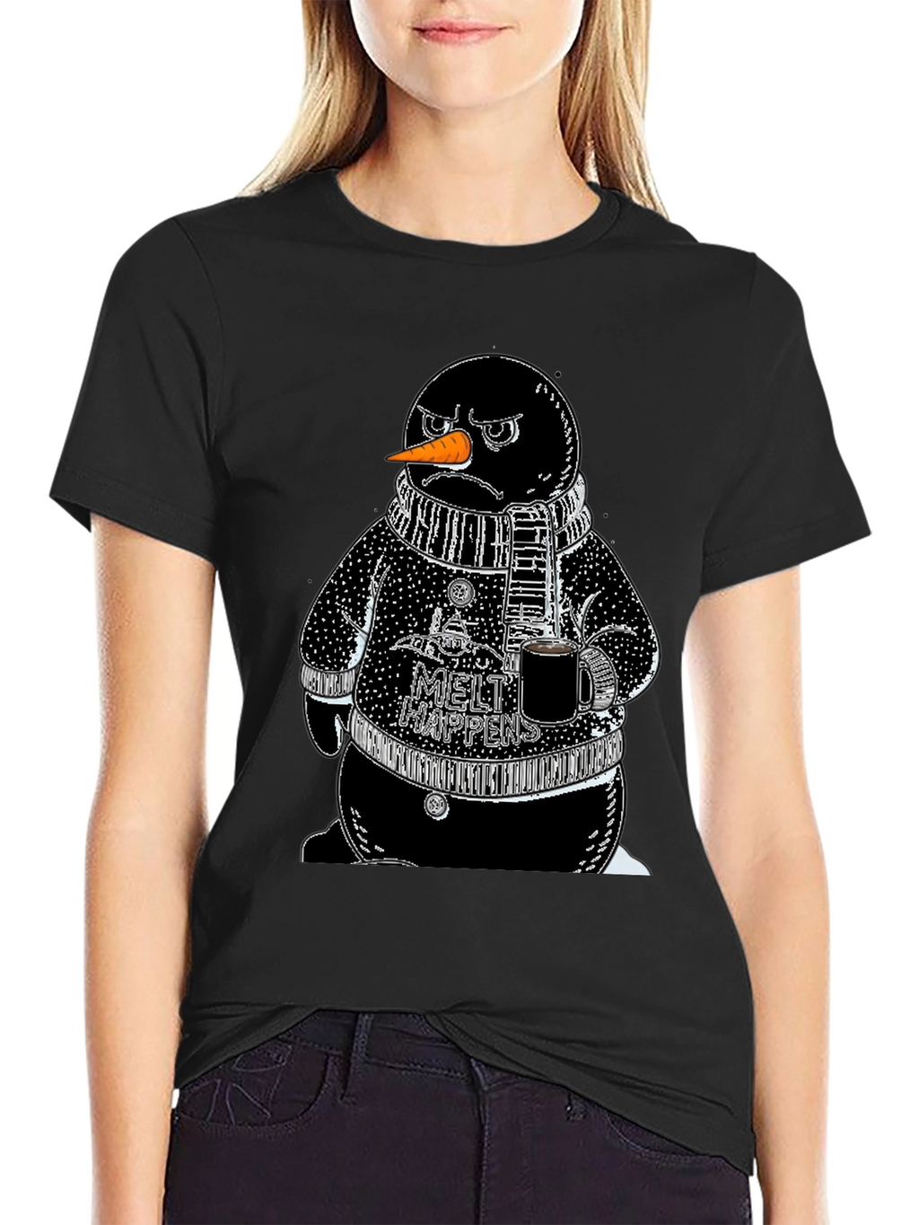 Grumpy Snowman Graphic Tee - Winter Style