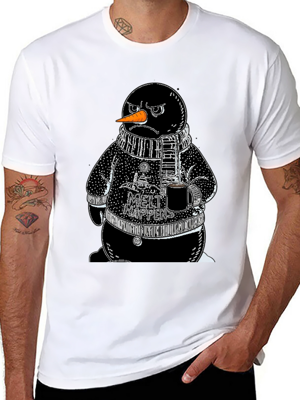 Grumpy Snowman Graphic Tee - Winter Style