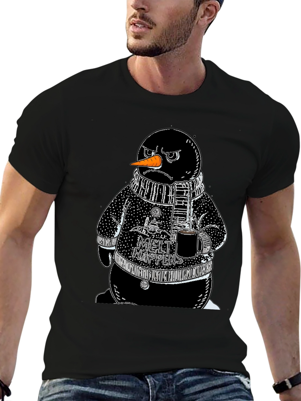 Grumpy Snowman Graphic Tee - Winter Style