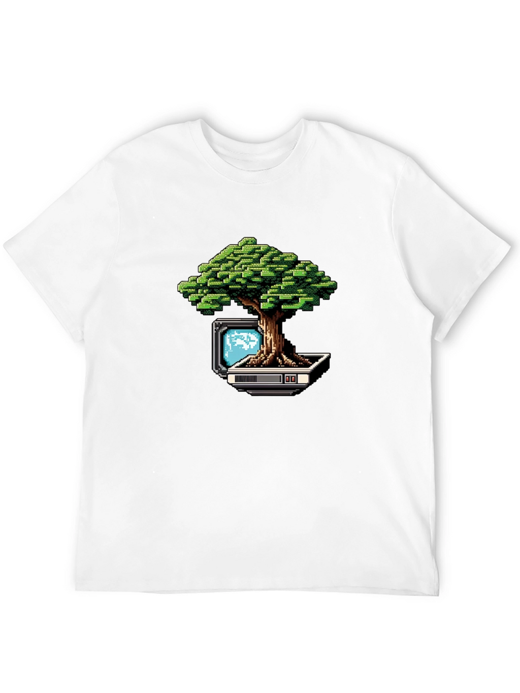 Pixel Bonsai Black T-Shirt - Retro Gaming Style
