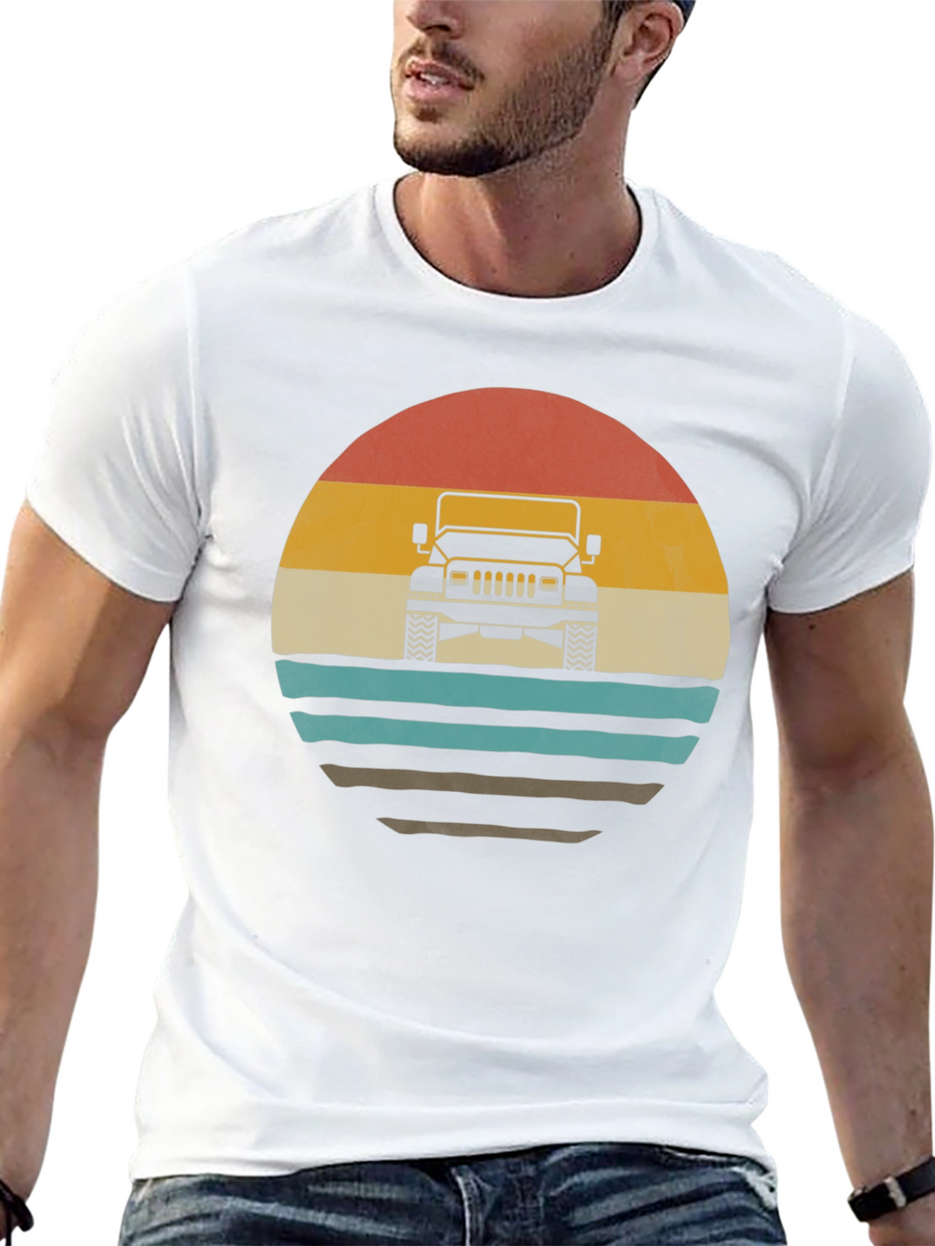 Retro Sunset Jeep T-Shirt - Classic Off-Road Style