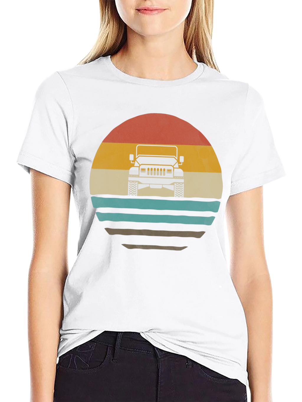 Retro Sunset Jeep T-Shirt - Classic Off-Road Style
